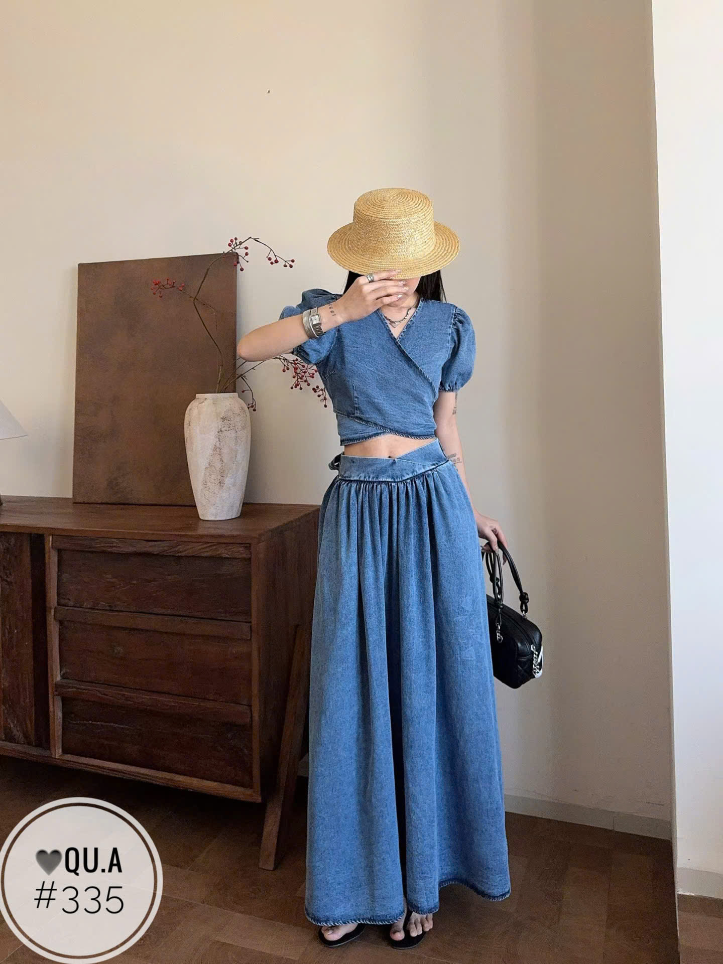 SB335 Sét áo nơ lưng cv bò