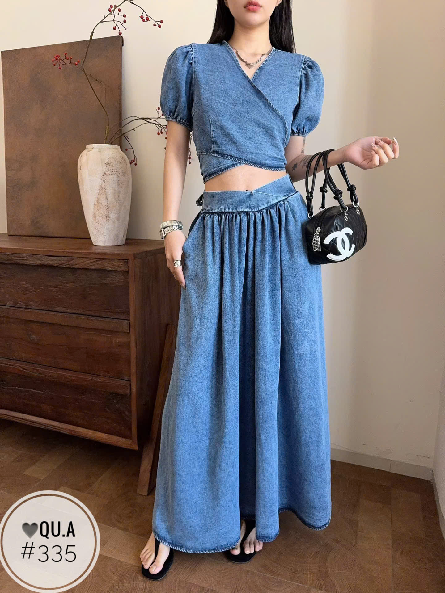 SB335 Sét áo nơ lưng cv bò