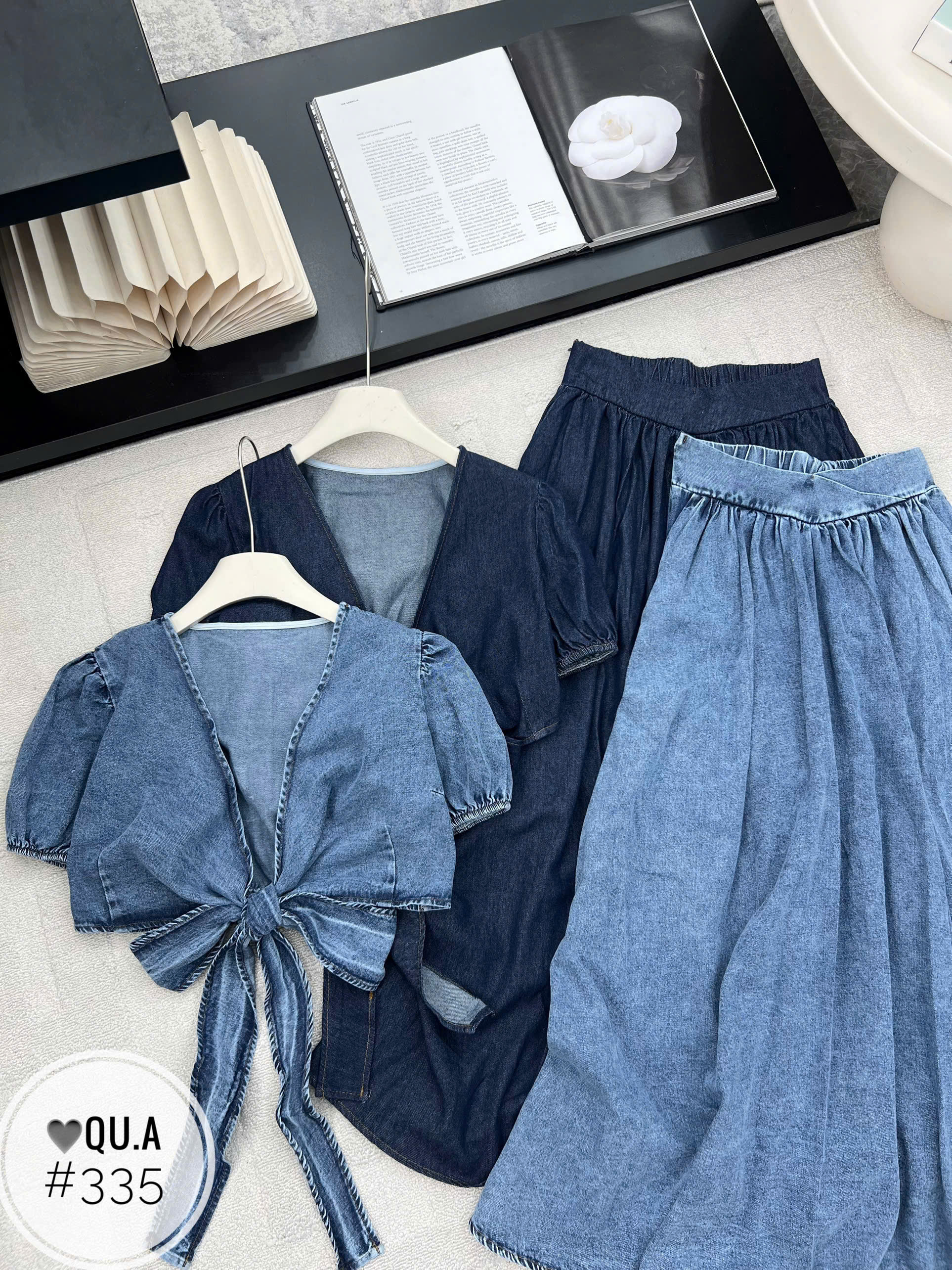 SB335 Sét áo nơ lưng cv bò