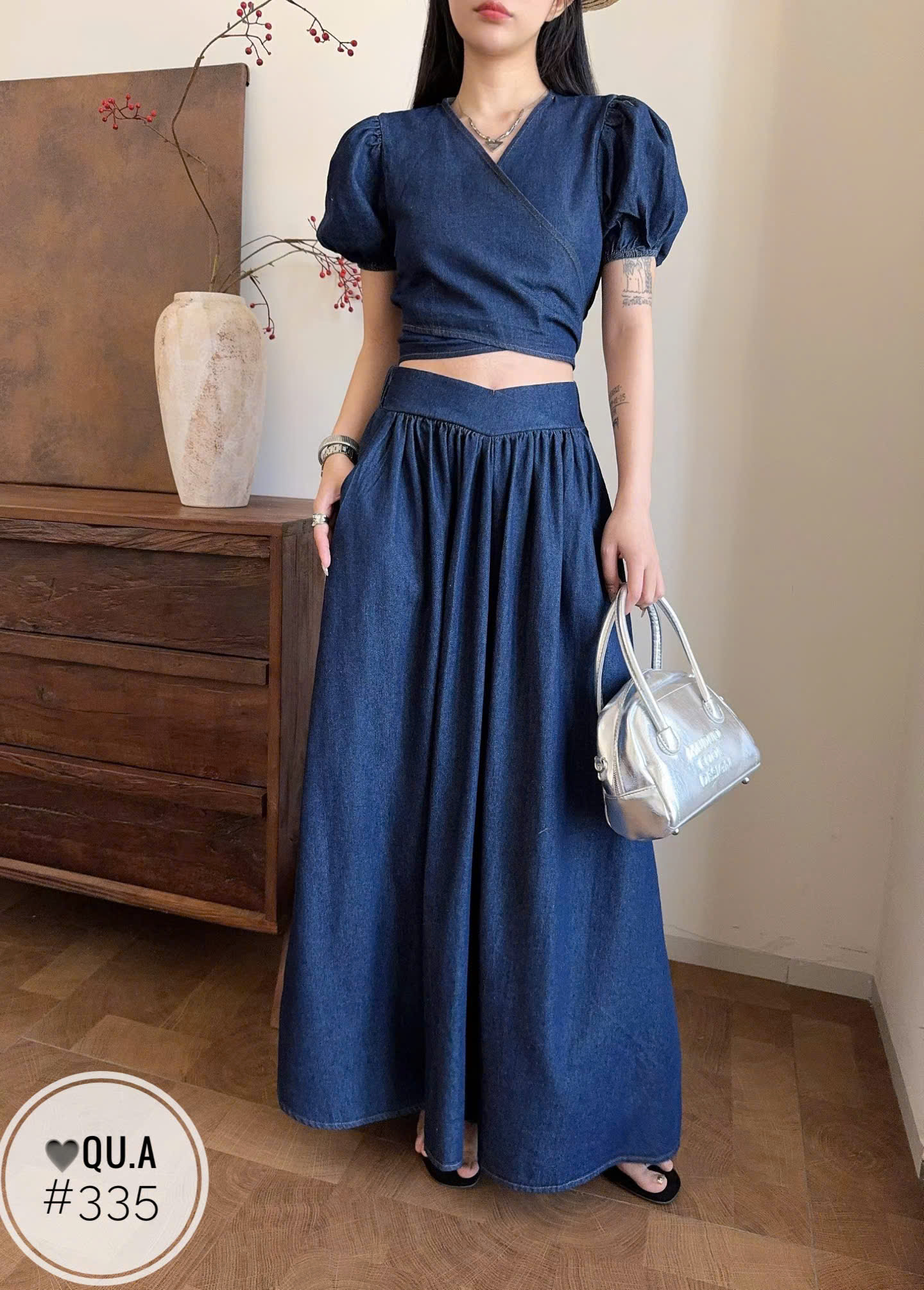 SB335 Sét áo nơ lưng cv bò