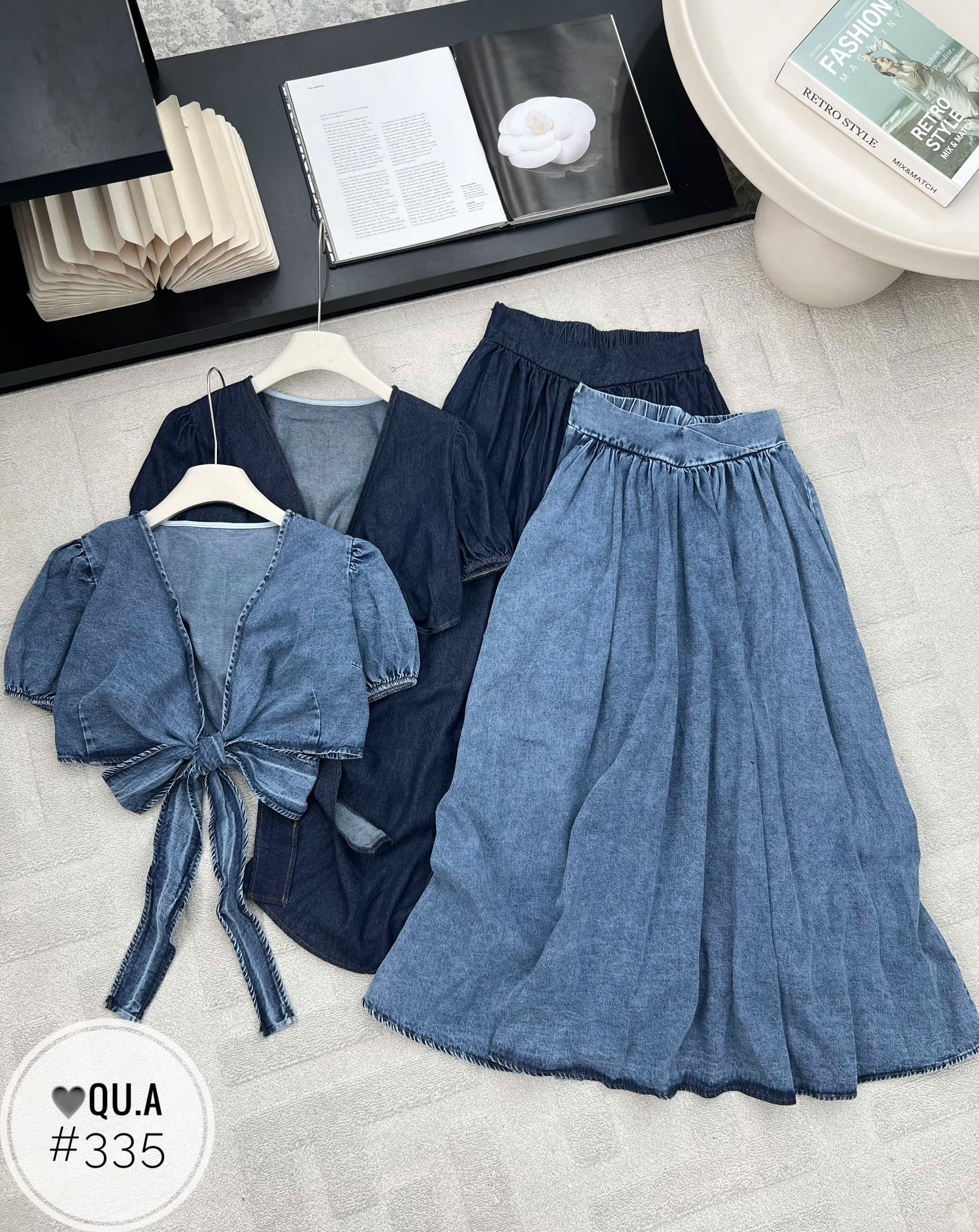SB335 Sét áo nơ lưng cv bò