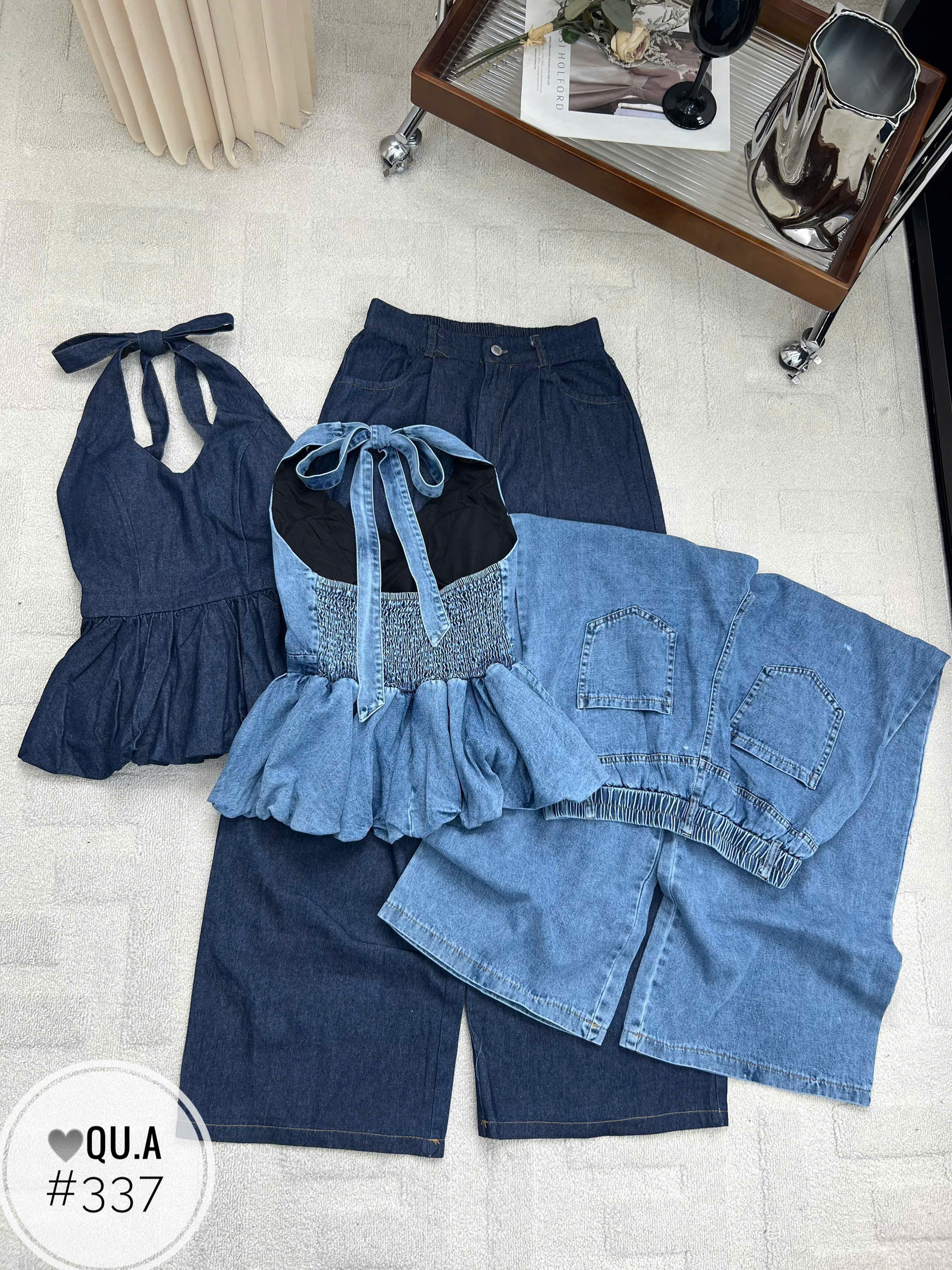 SB337 Sét áo yếm quần bò