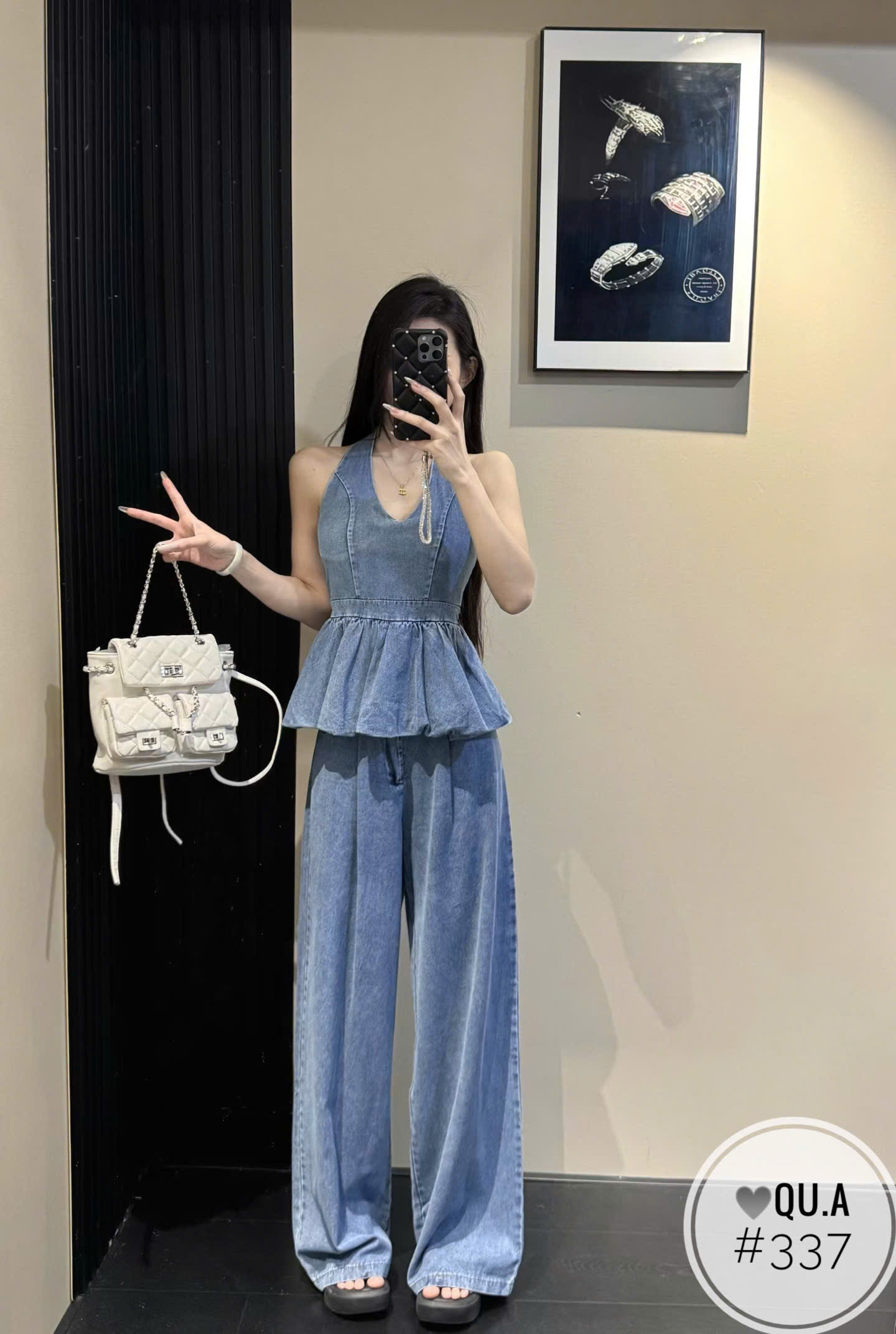 SB337 Sét áo yếm quần bò