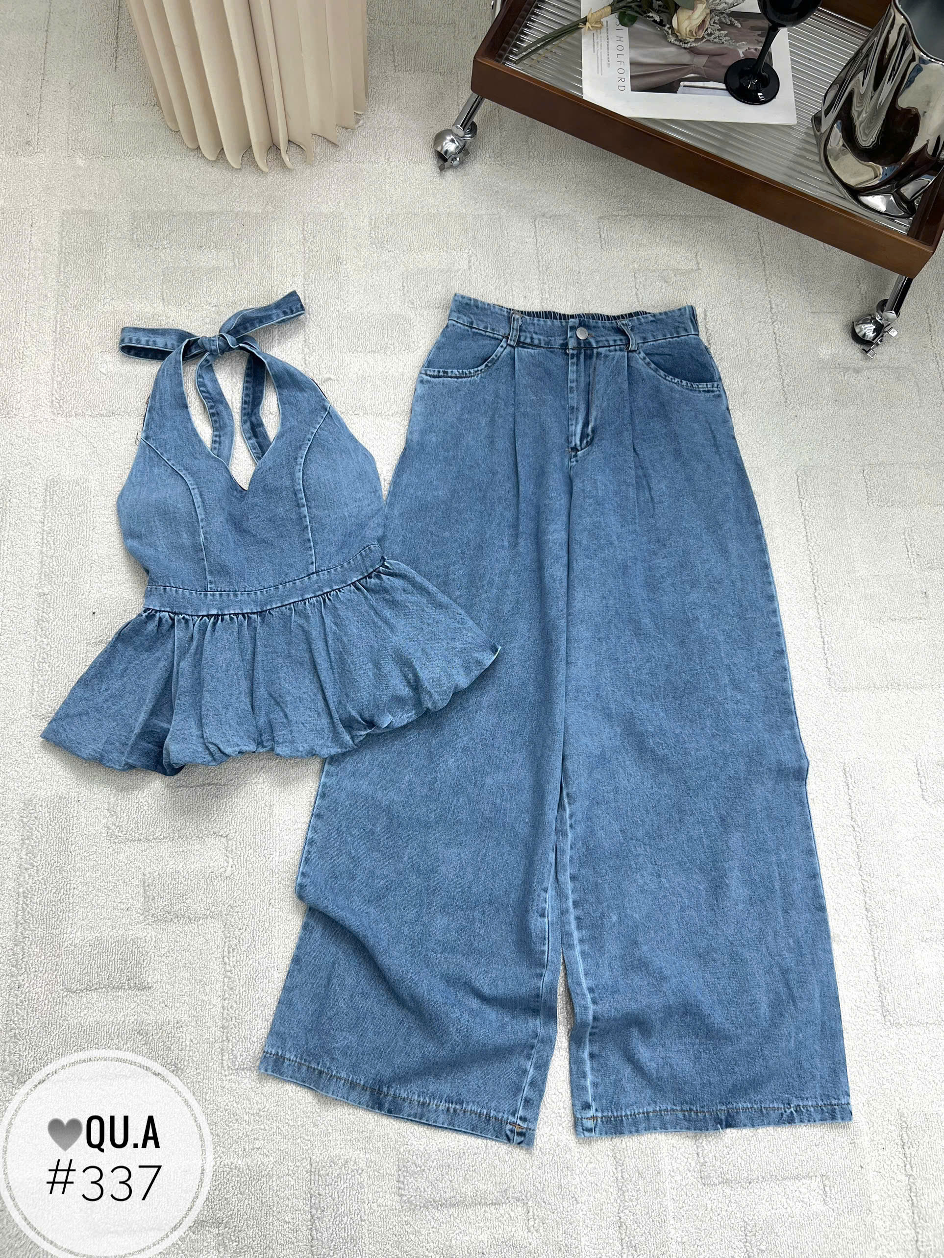 SB337 Sét áo yếm quần bò