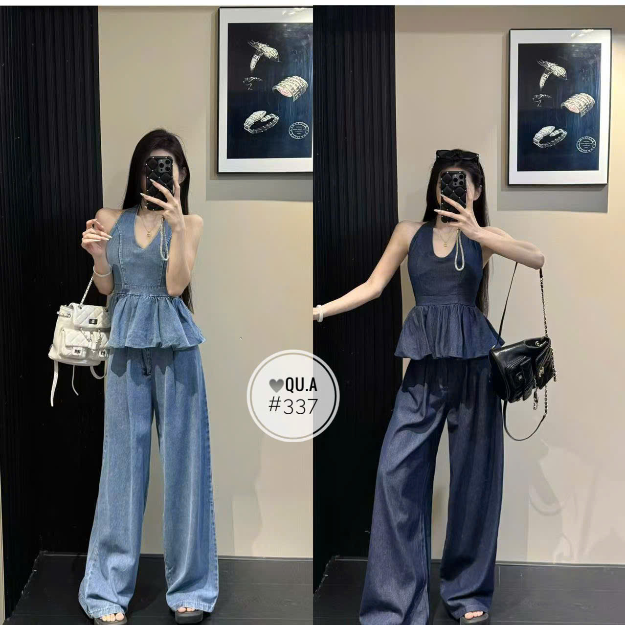SB337 Sét áo yếm quần bò