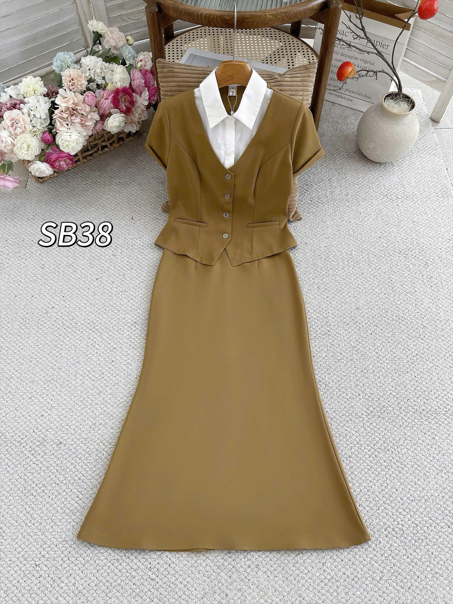 SB38 set cv áo phối sơ mi