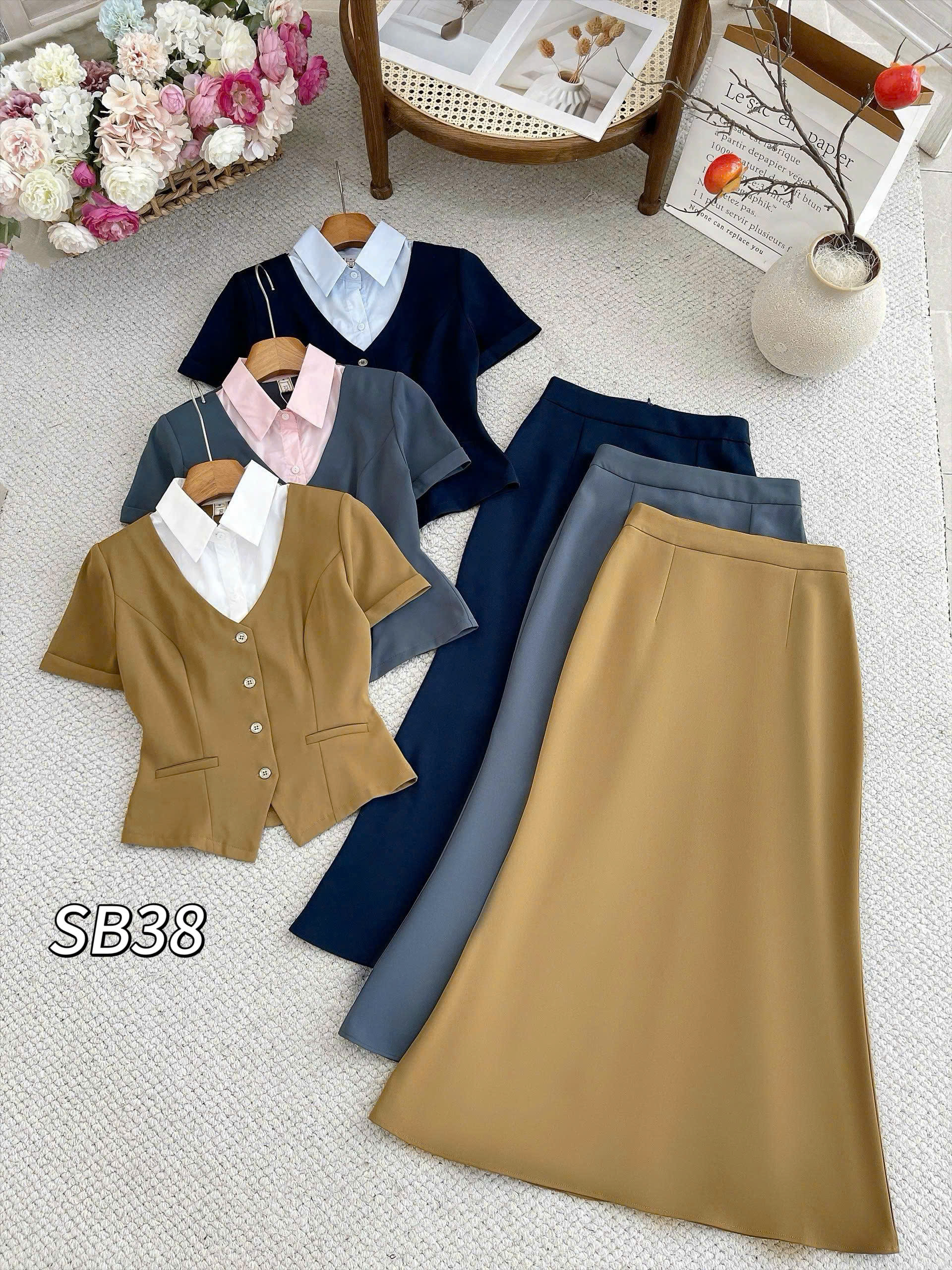 SB38 set cv áo phối sơ mi