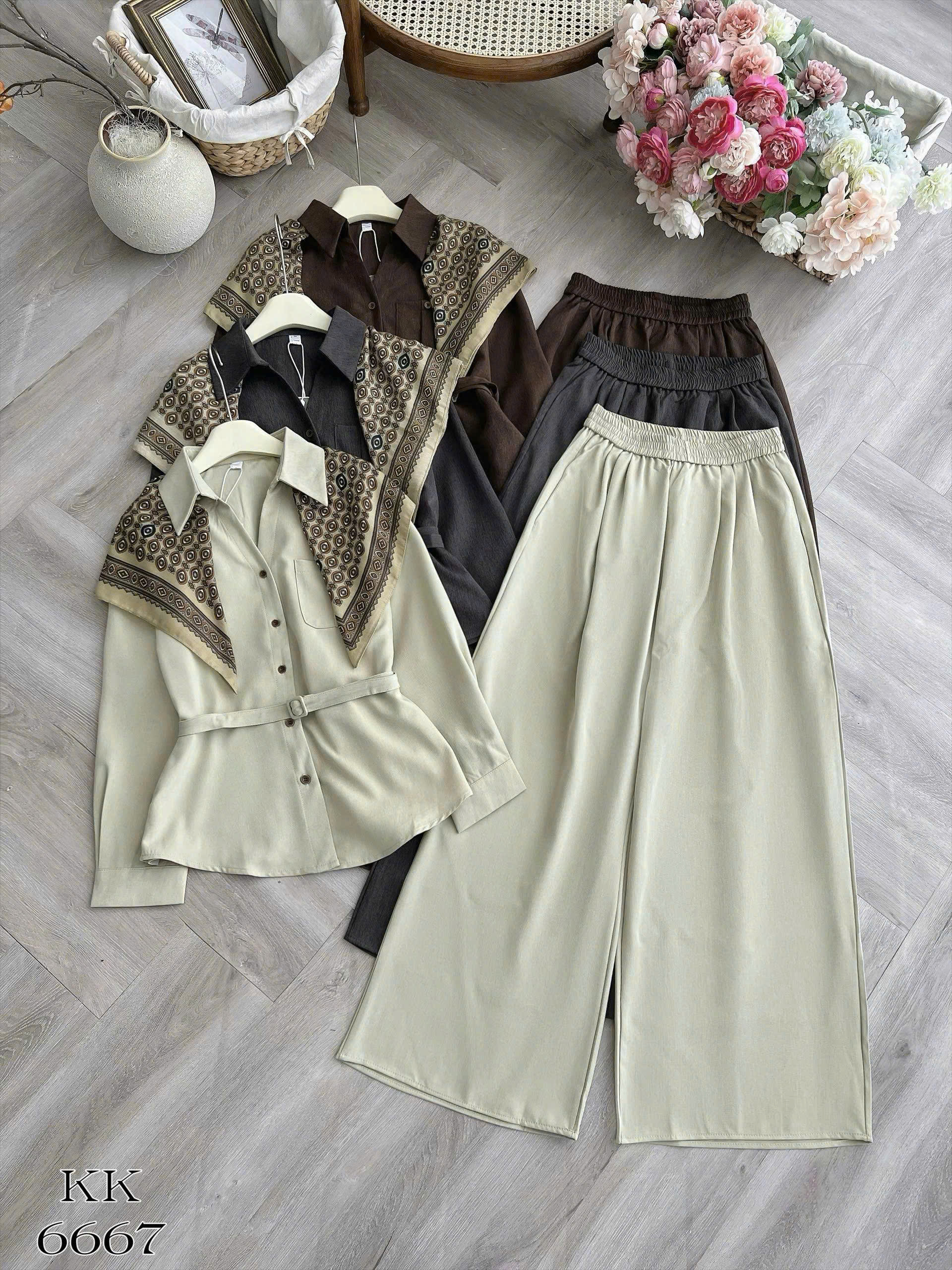 SB6667 Set Bộ Kèm Khăn Họa Tiết