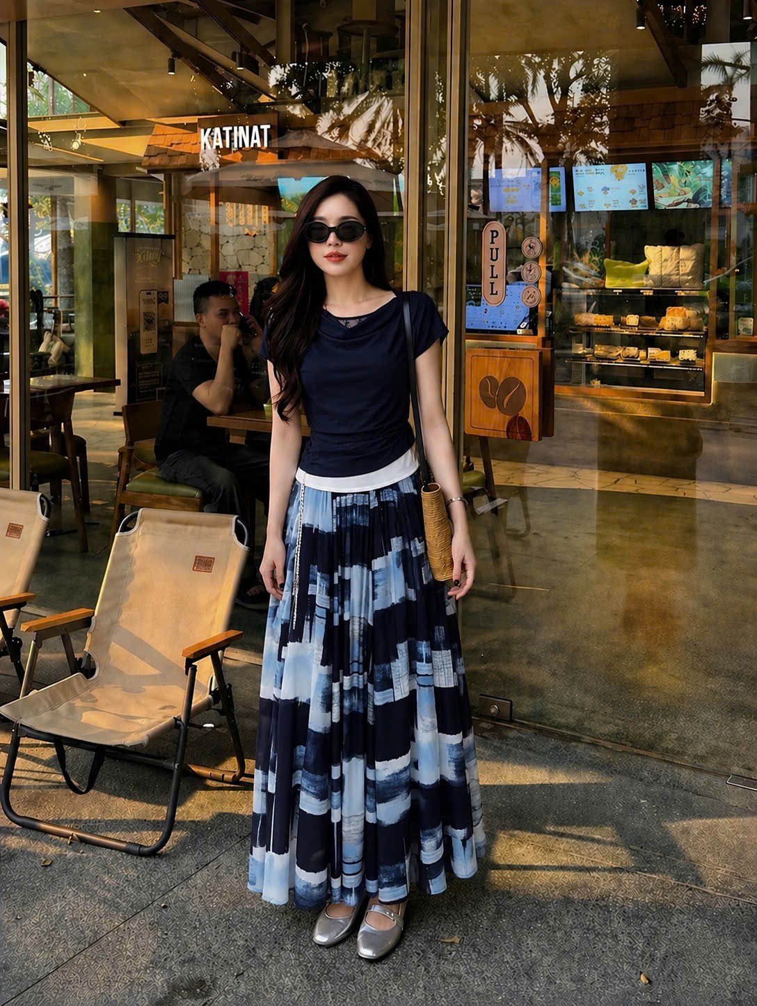 SB856 Set áo nâu cv họa tiết