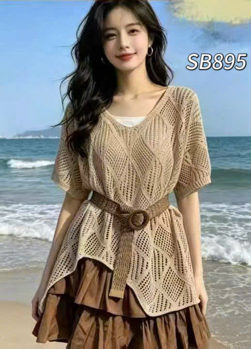 SB895 Sét chân váy tầng áo lưới