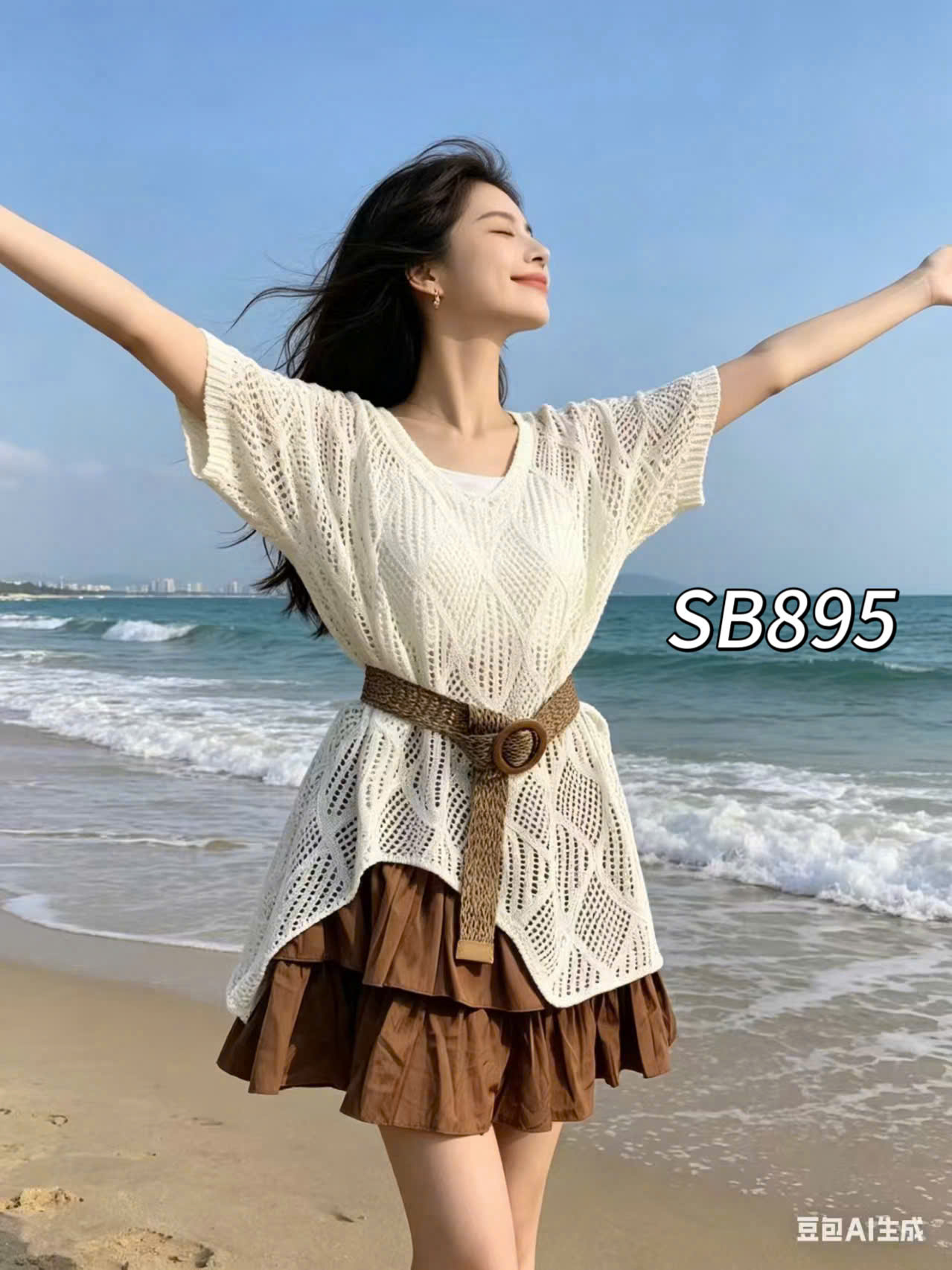 SB895 Sét chân váy tầng áo lưới