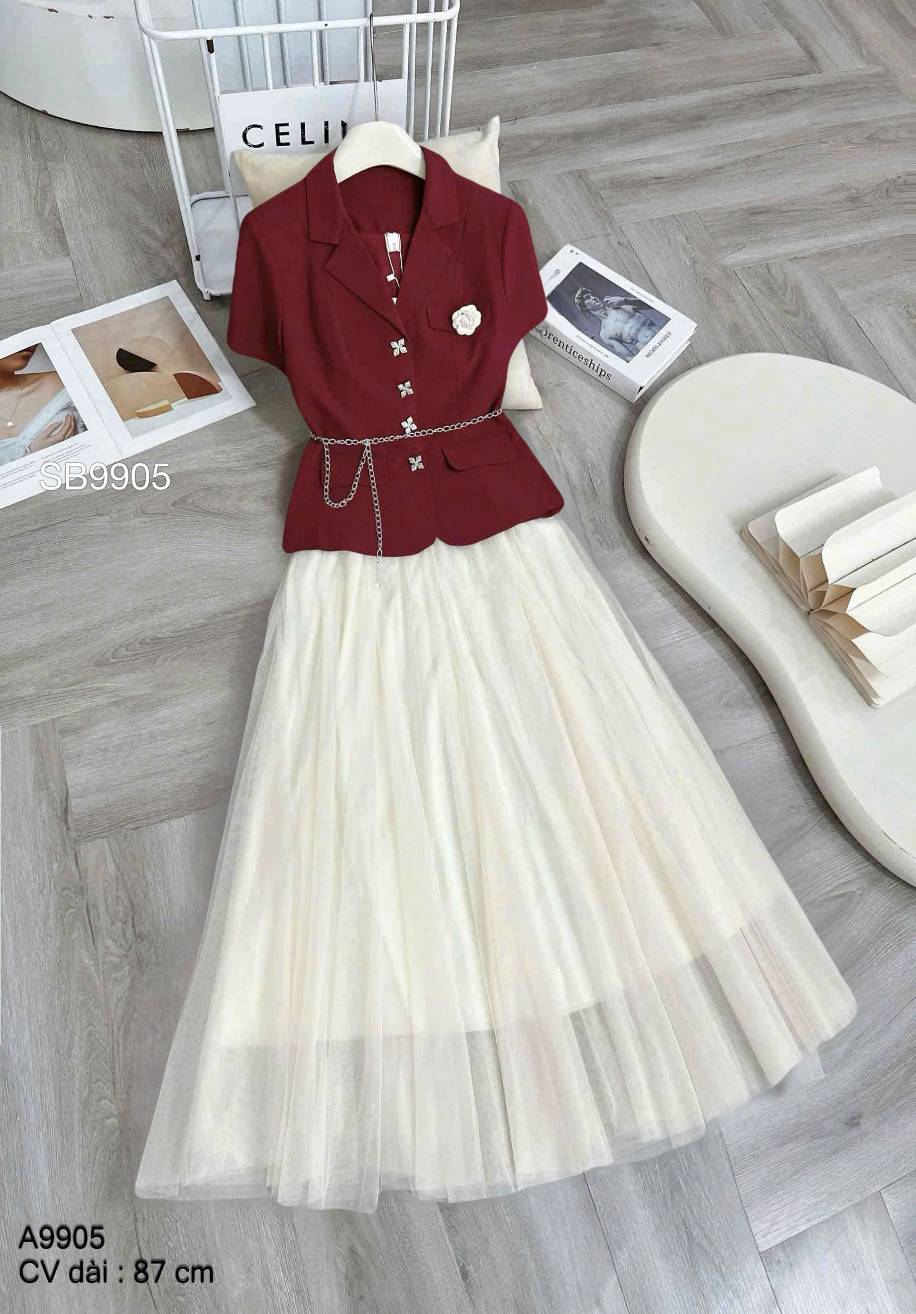 SB9905 set áo vest cv tơ