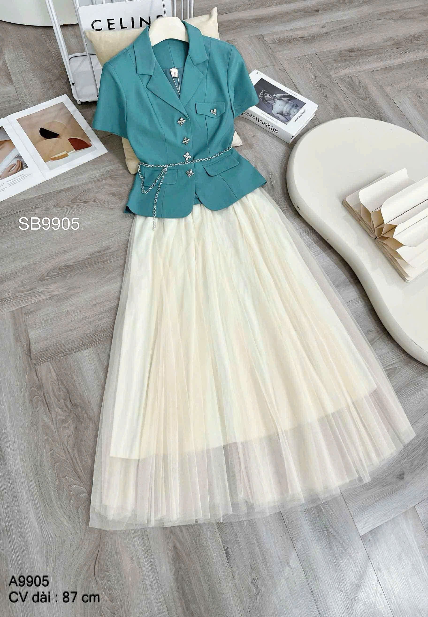 SB9905 set áo vest cv tơ