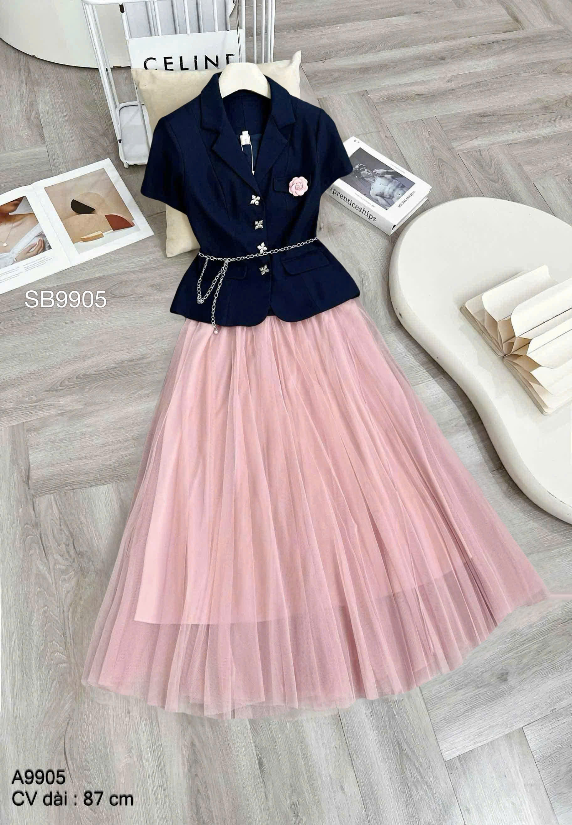 SB9905 set áo vest cv tơ