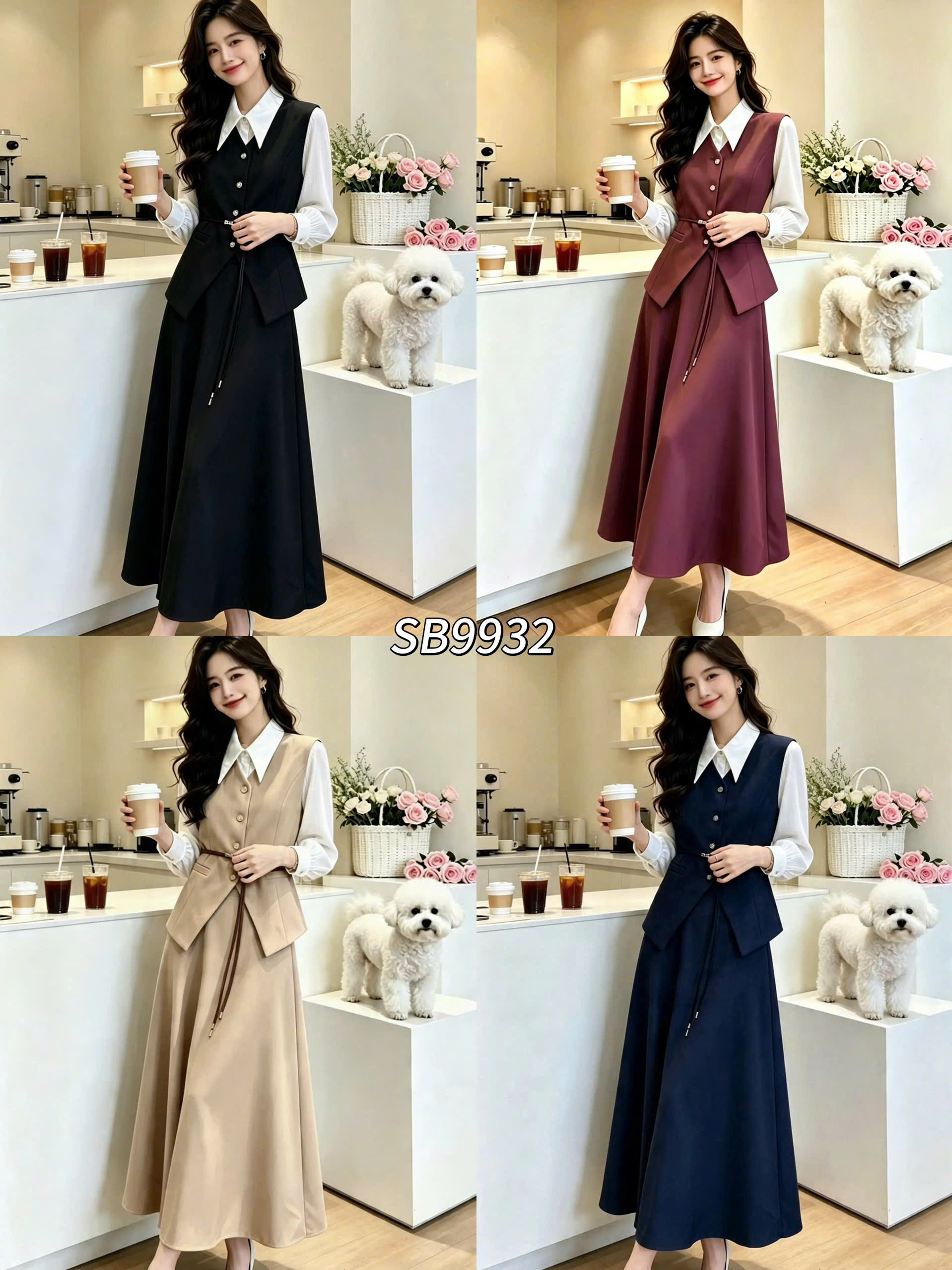 SB9922 SET VEST GILE + SƠ MI + CHÂN VÁY