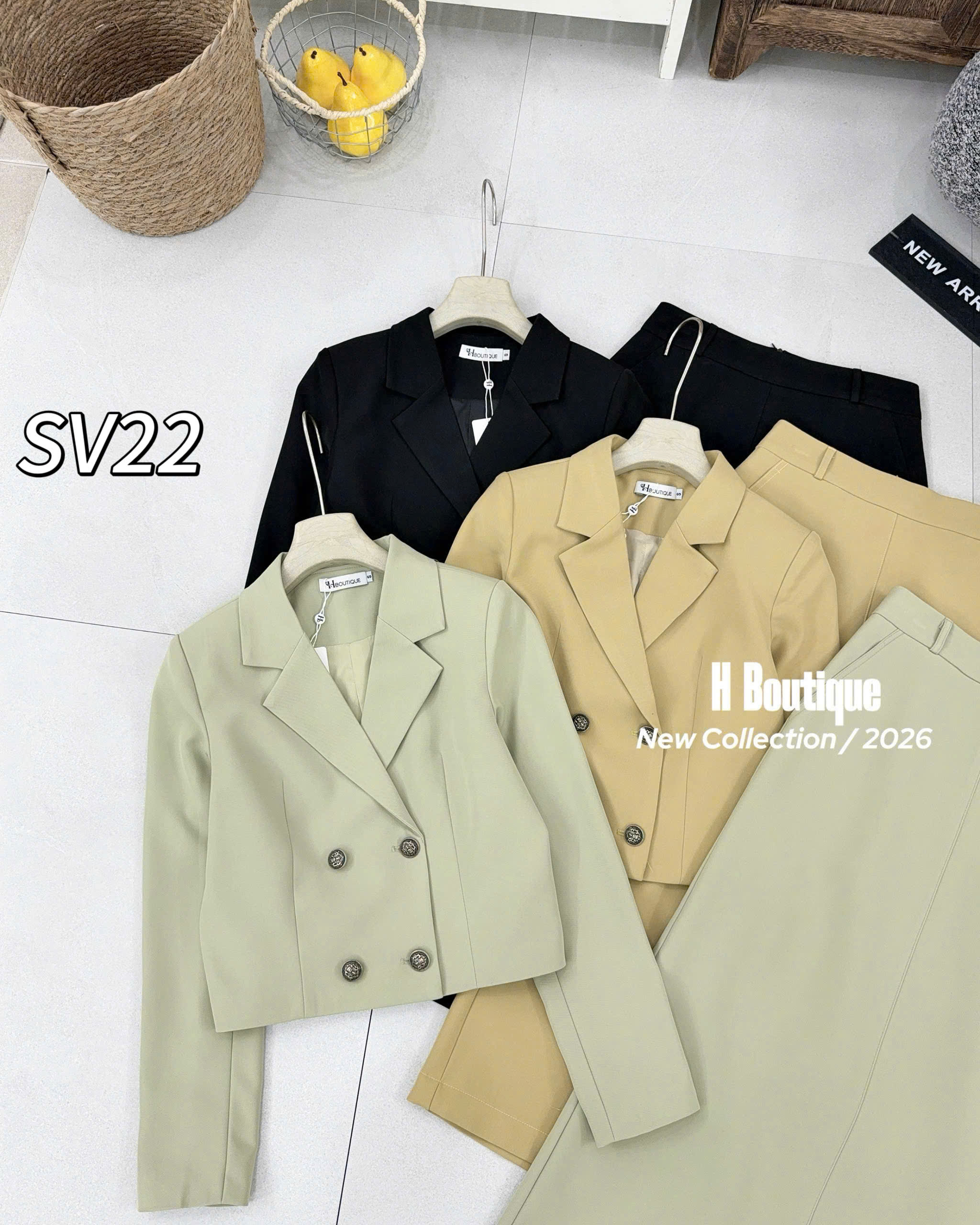 SV22 Sét vest áo cúc đồng cv xuông