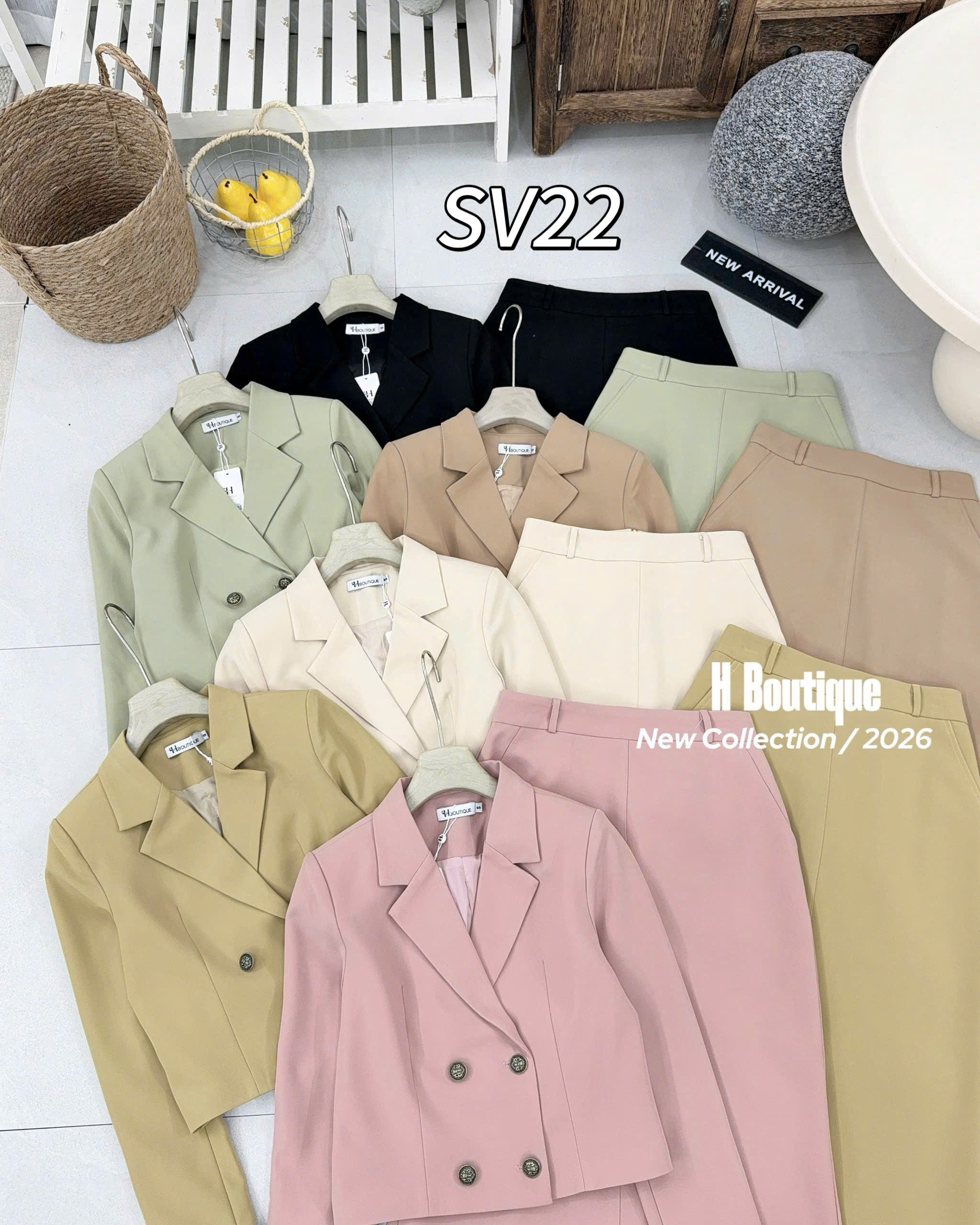 SV22 Sét vest áo cúc đồng cv xuông