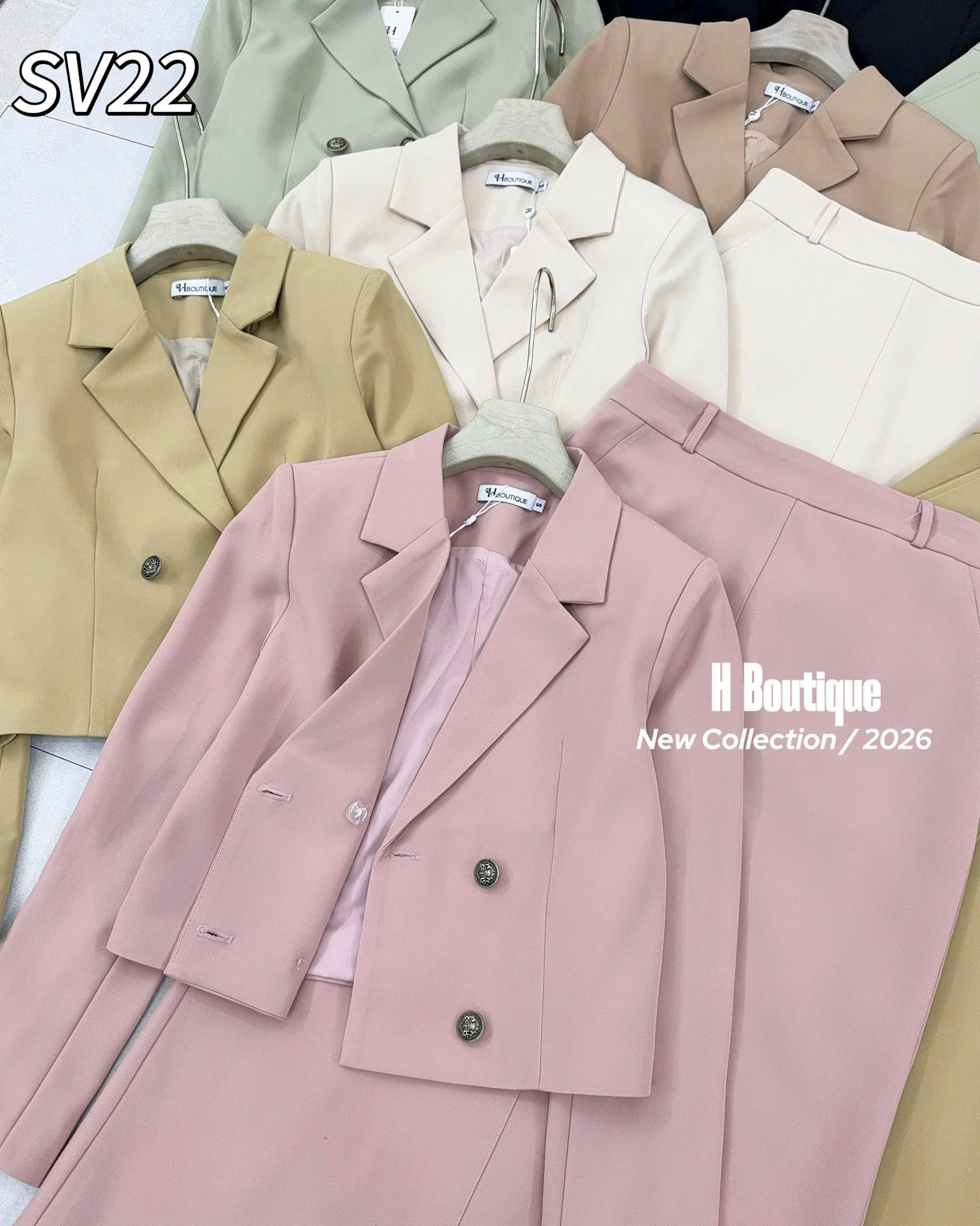 SV22 Sét vest áo cúc đồng cv xuông