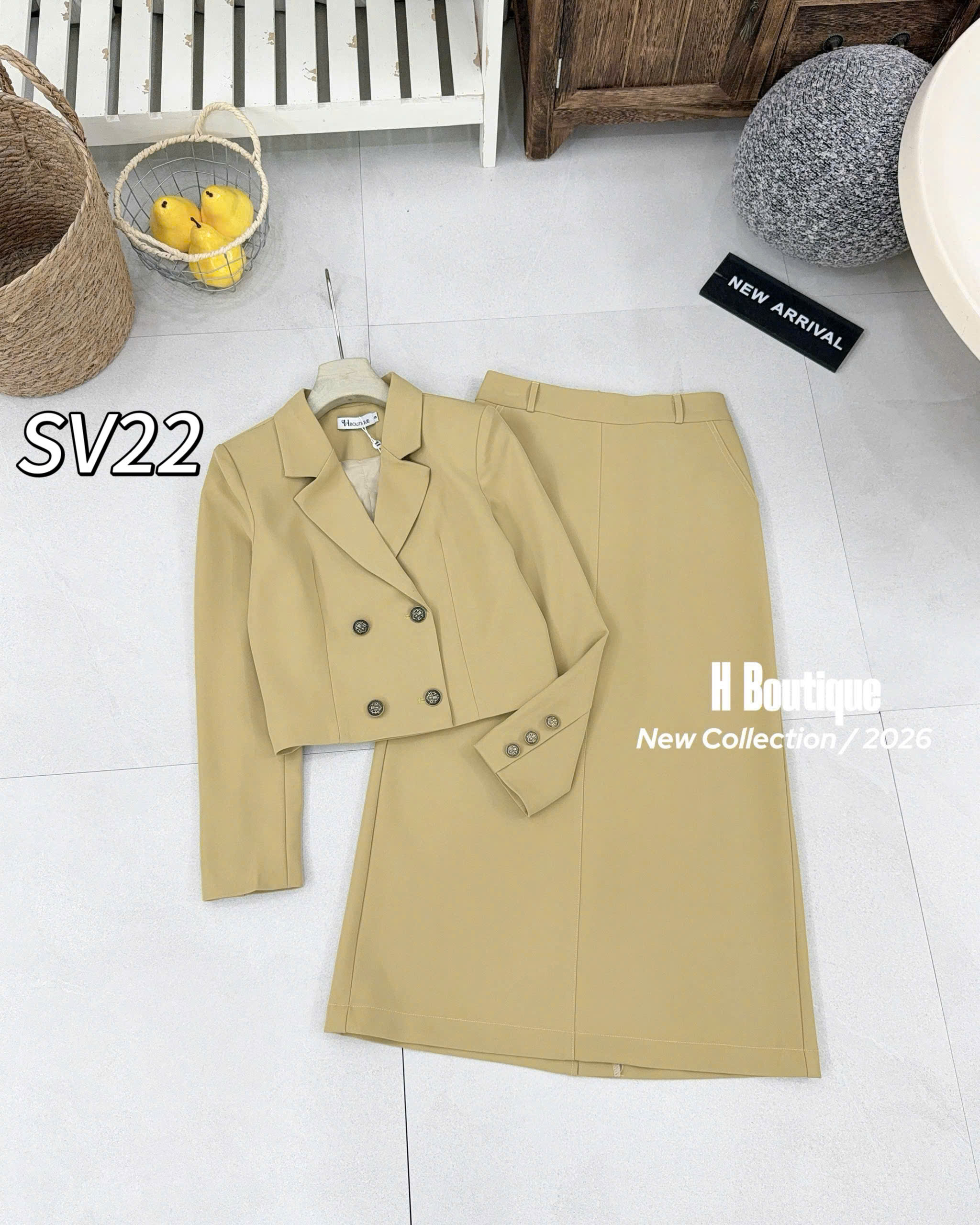 SV22 Sét vest áo cúc đồng cv xuông