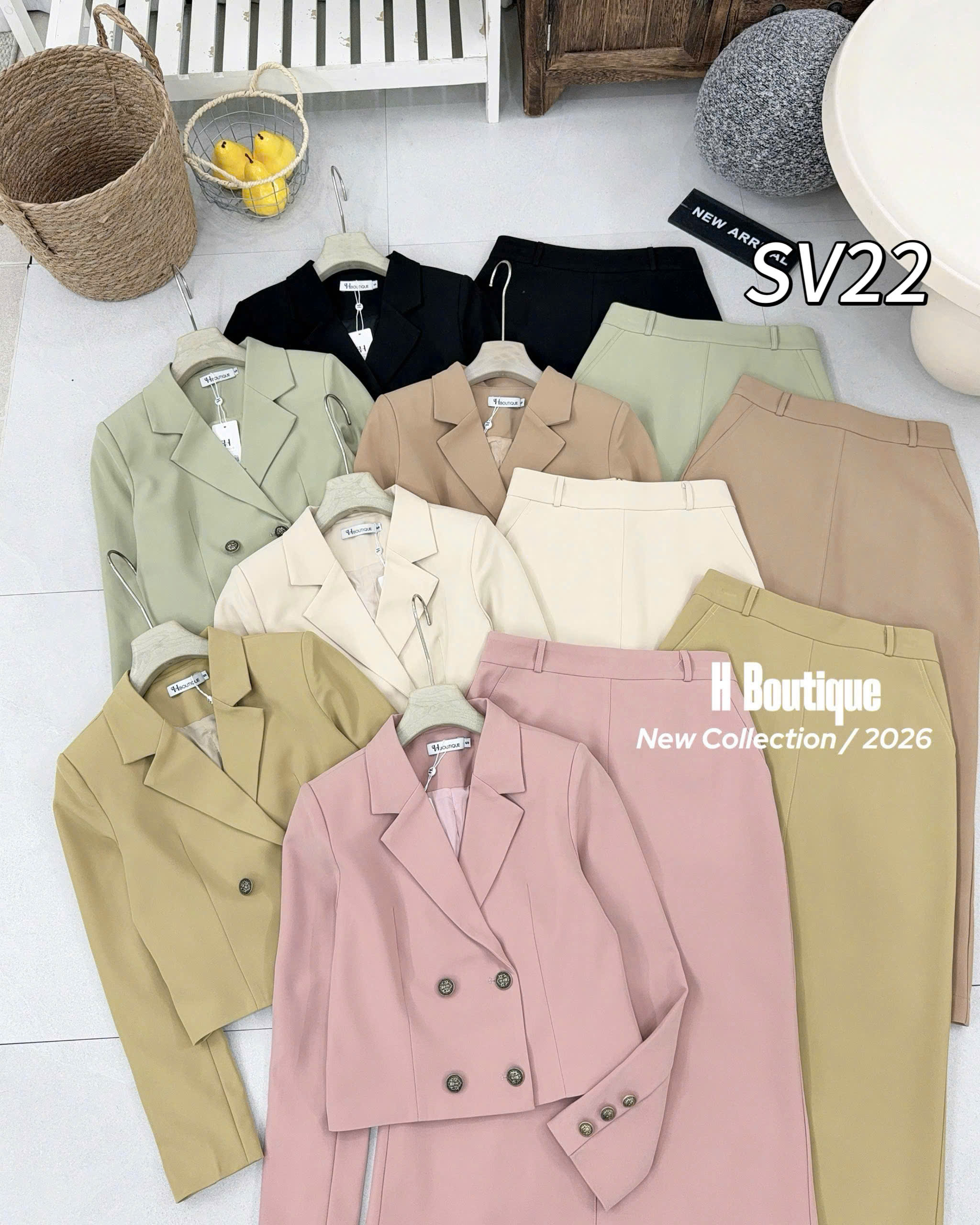 SV22 Sét vest áo cúc đồng cv xuông