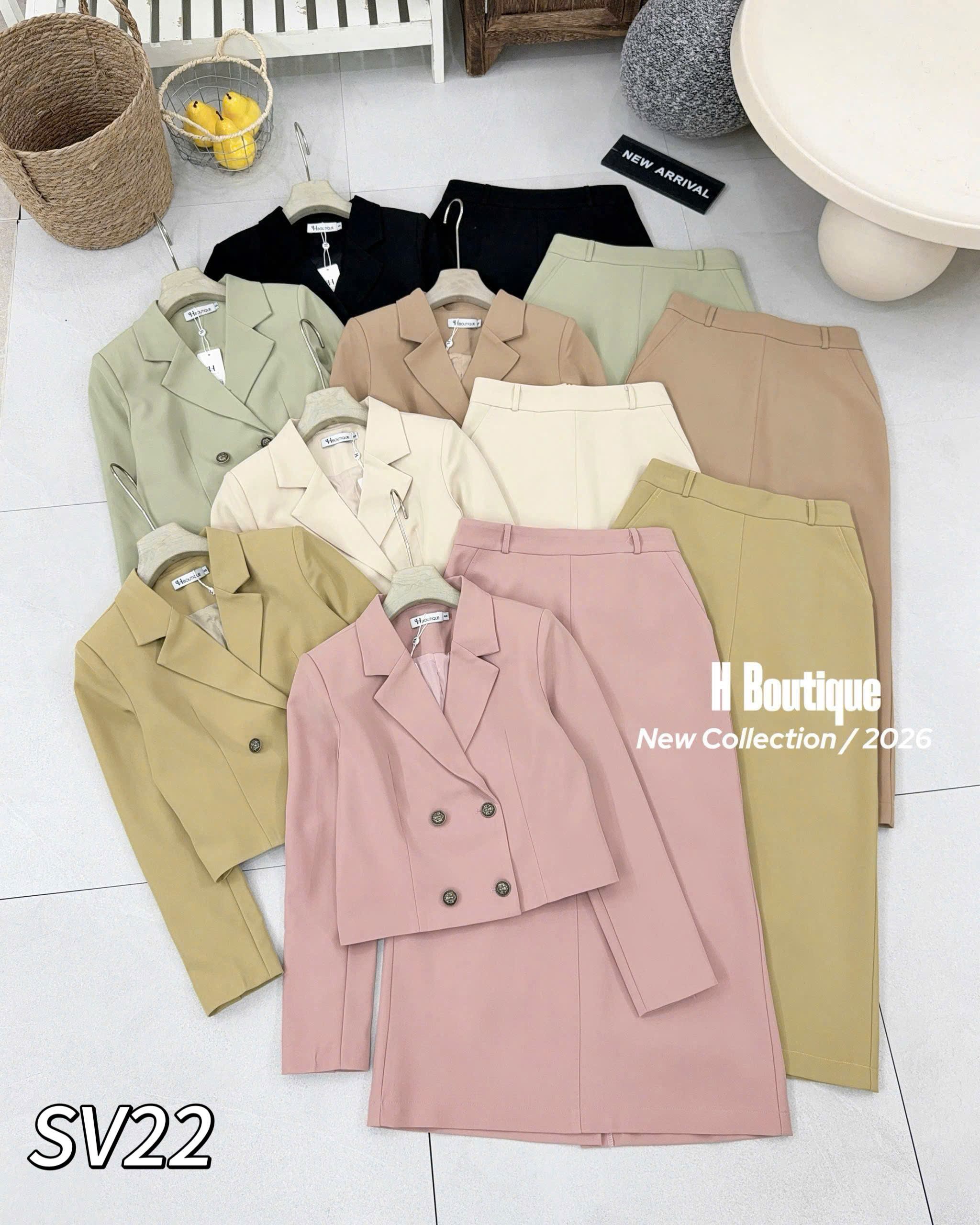 SV22 Sét vest áo cúc đồng cv xuông