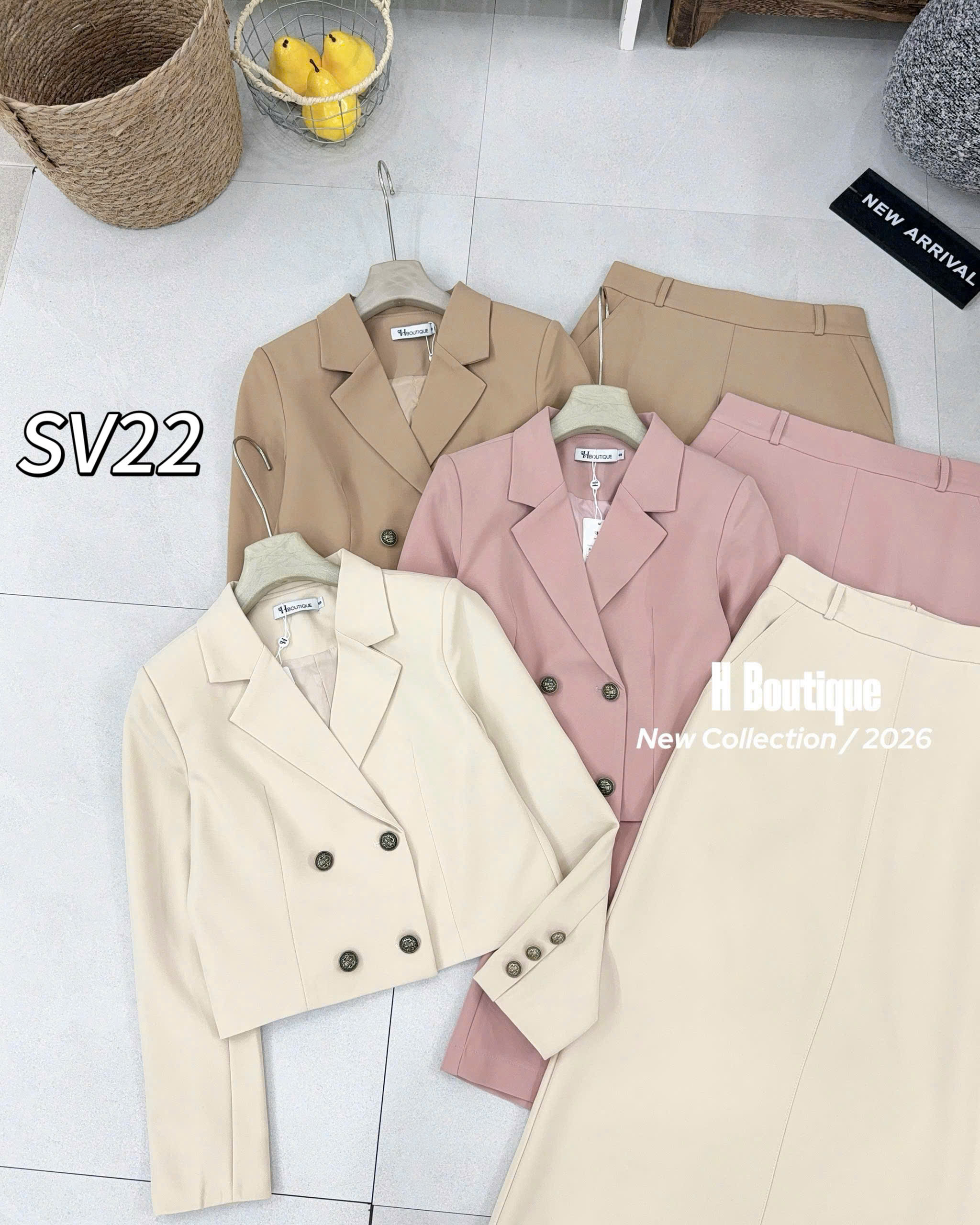SV22 Sét vest áo cúc đồng cv xuông