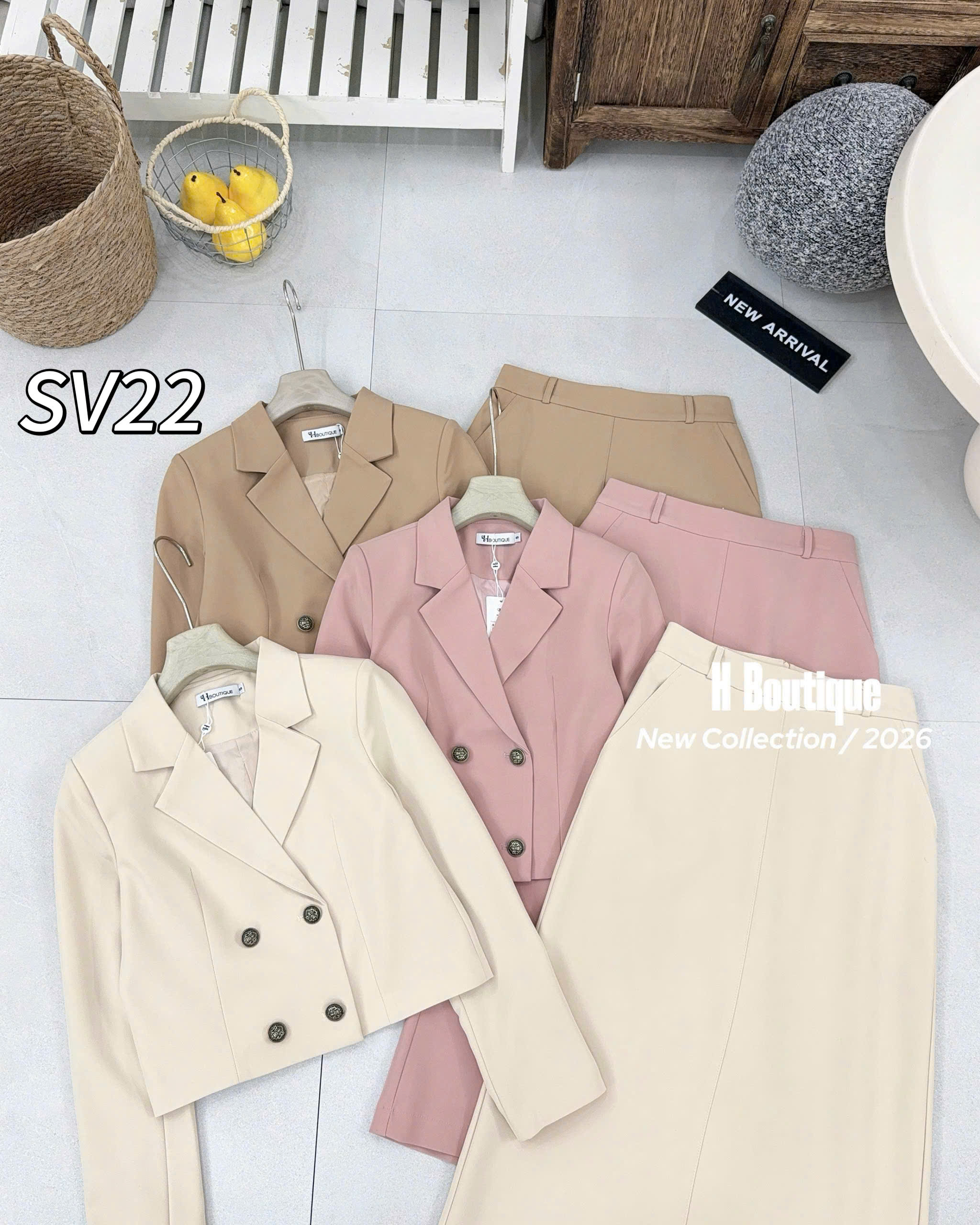 SV22 Sét vest áo cúc đồng cv xuông