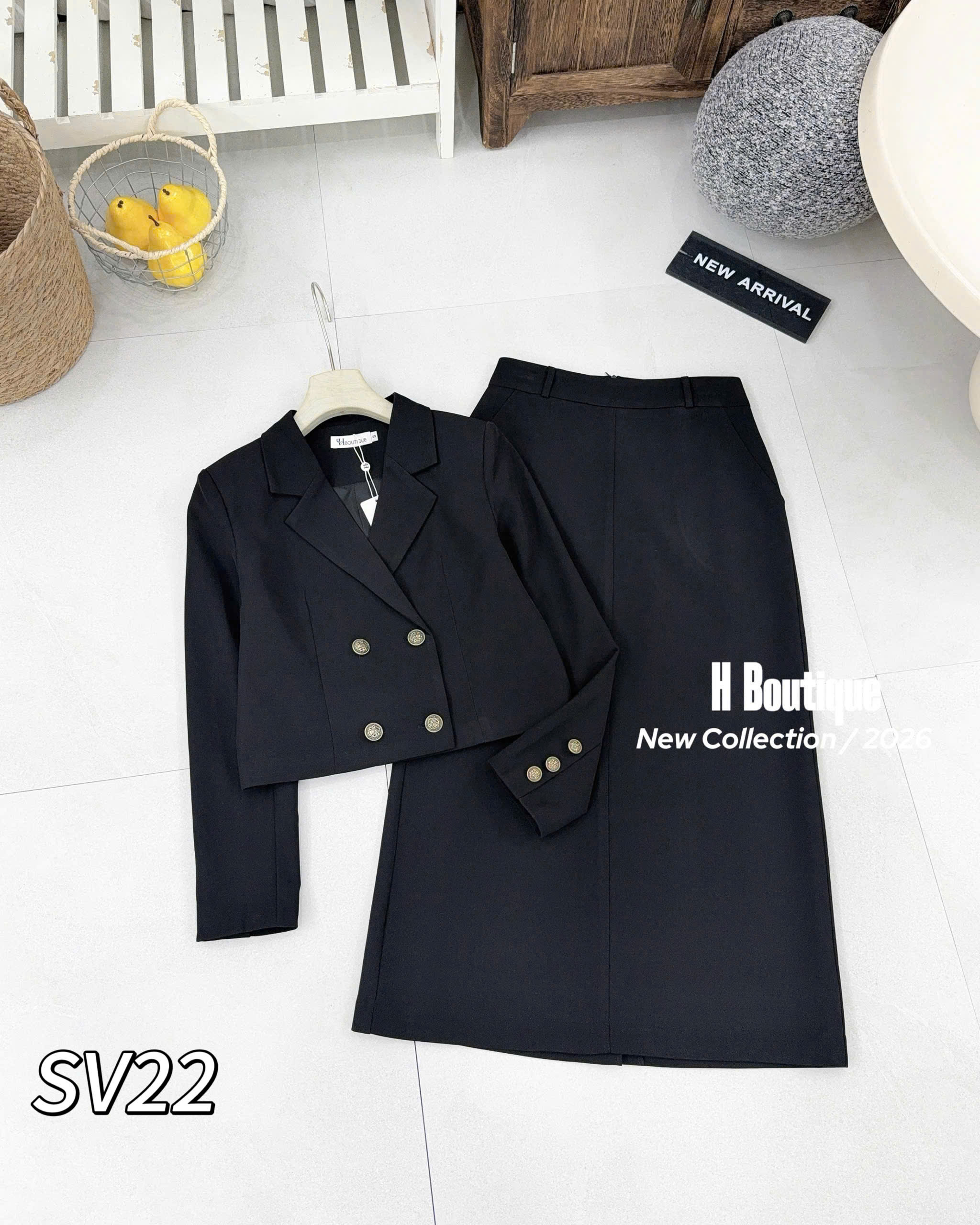 SV22 Sét vest áo cúc đồng cv xuông