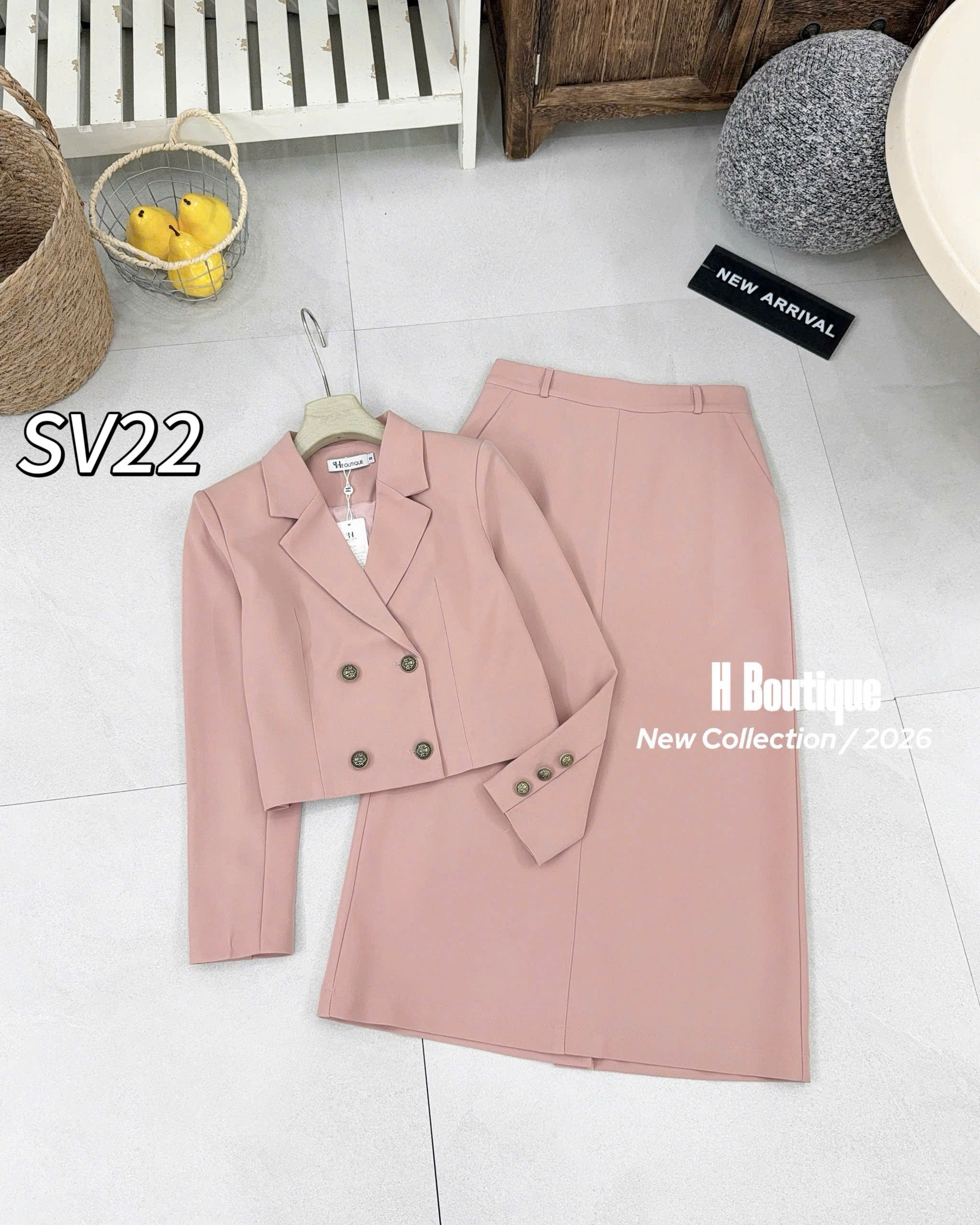 SV22 Sét vest áo cúc đồng cv xuông
