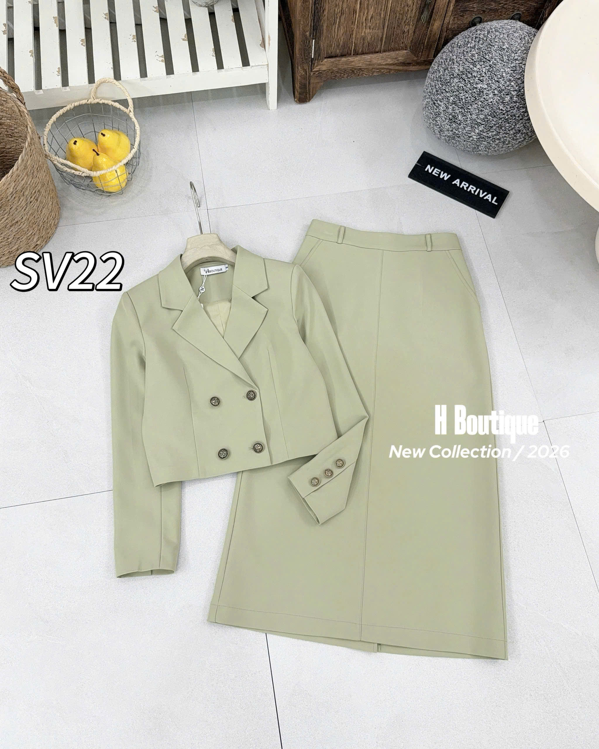 SV22 Sét vest áo cúc đồng cv xuông