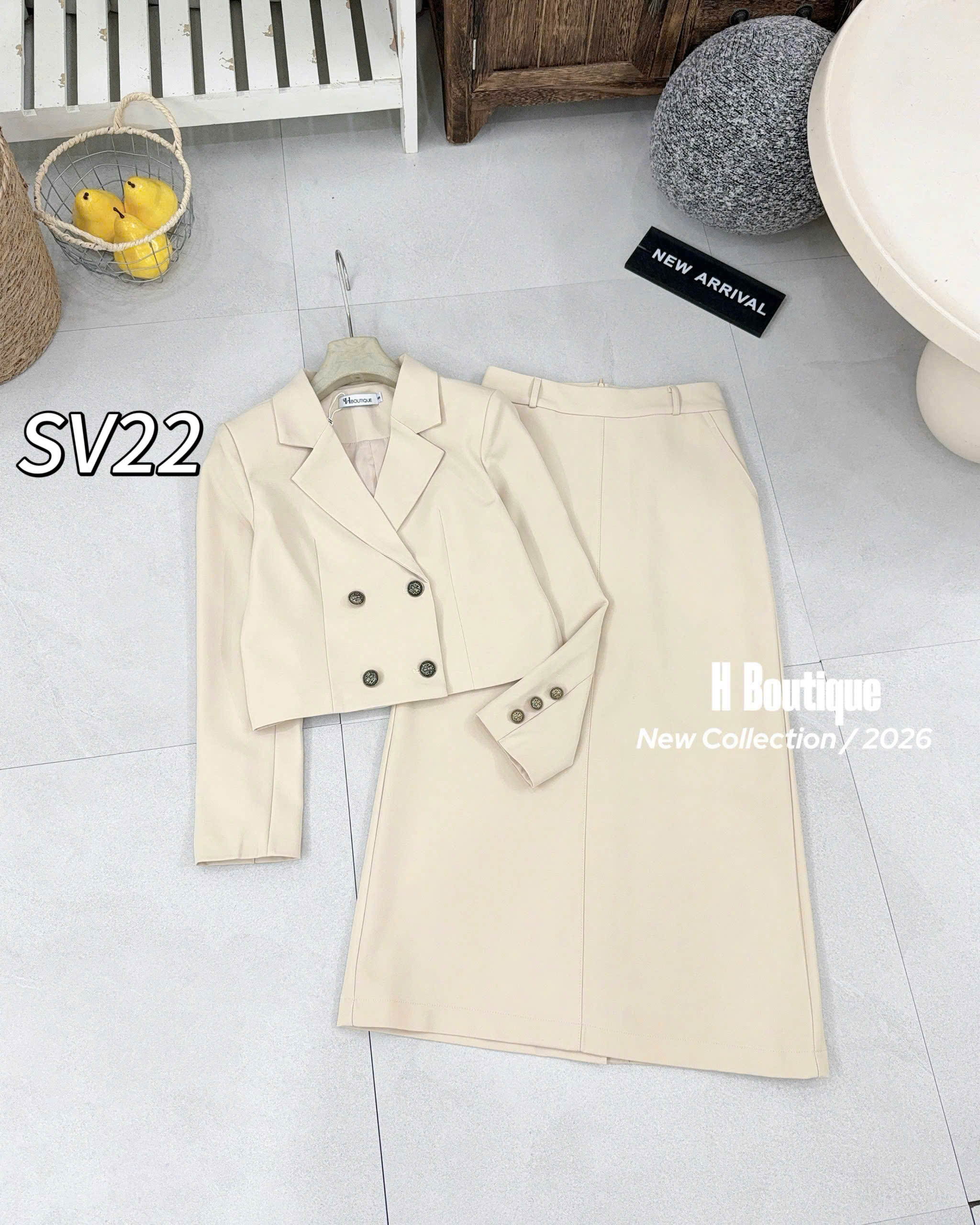 SV22 Sét vest áo cúc đồng cv xuông