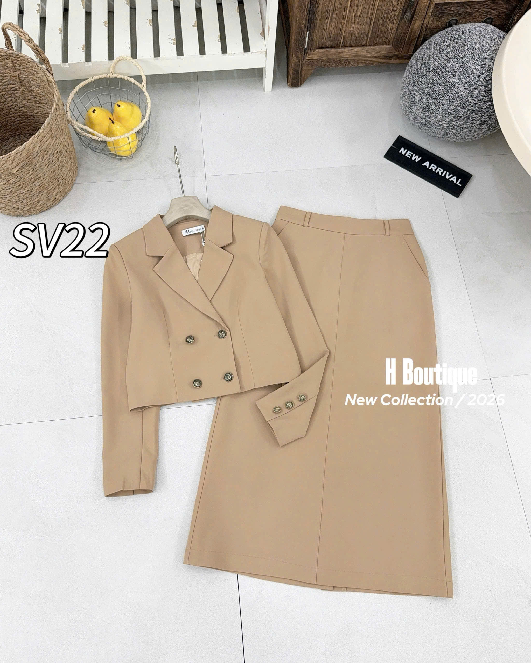 SV22 Sét vest áo cúc đồng cv xuông
