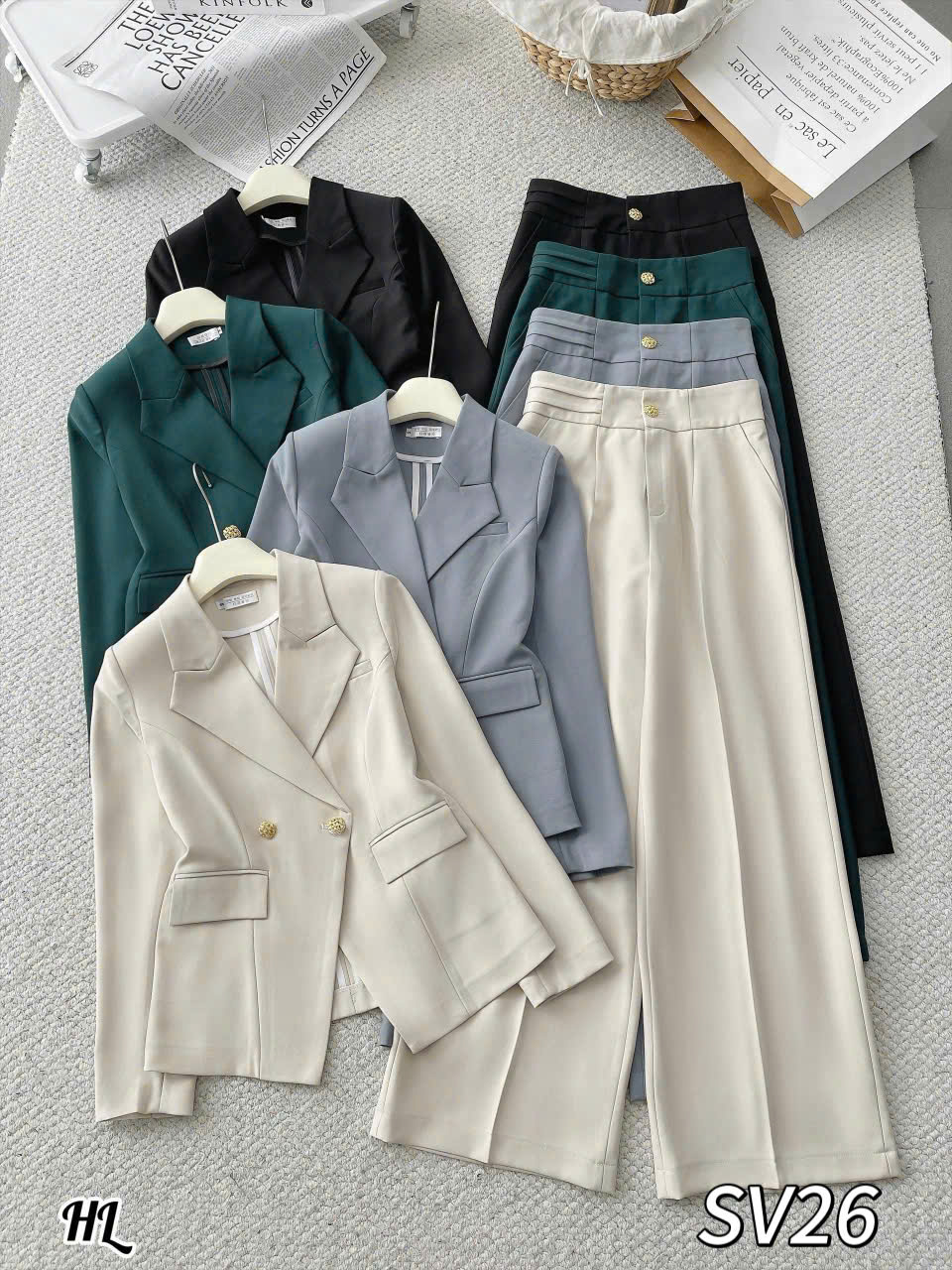 SV26 Sét vest quần xuông cổ xẻ
