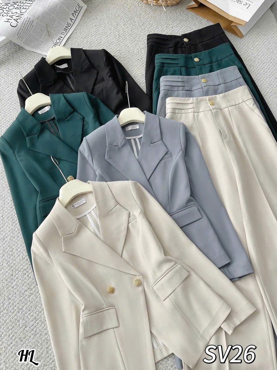 SV26 Sét vest quần xuông cổ xẻ