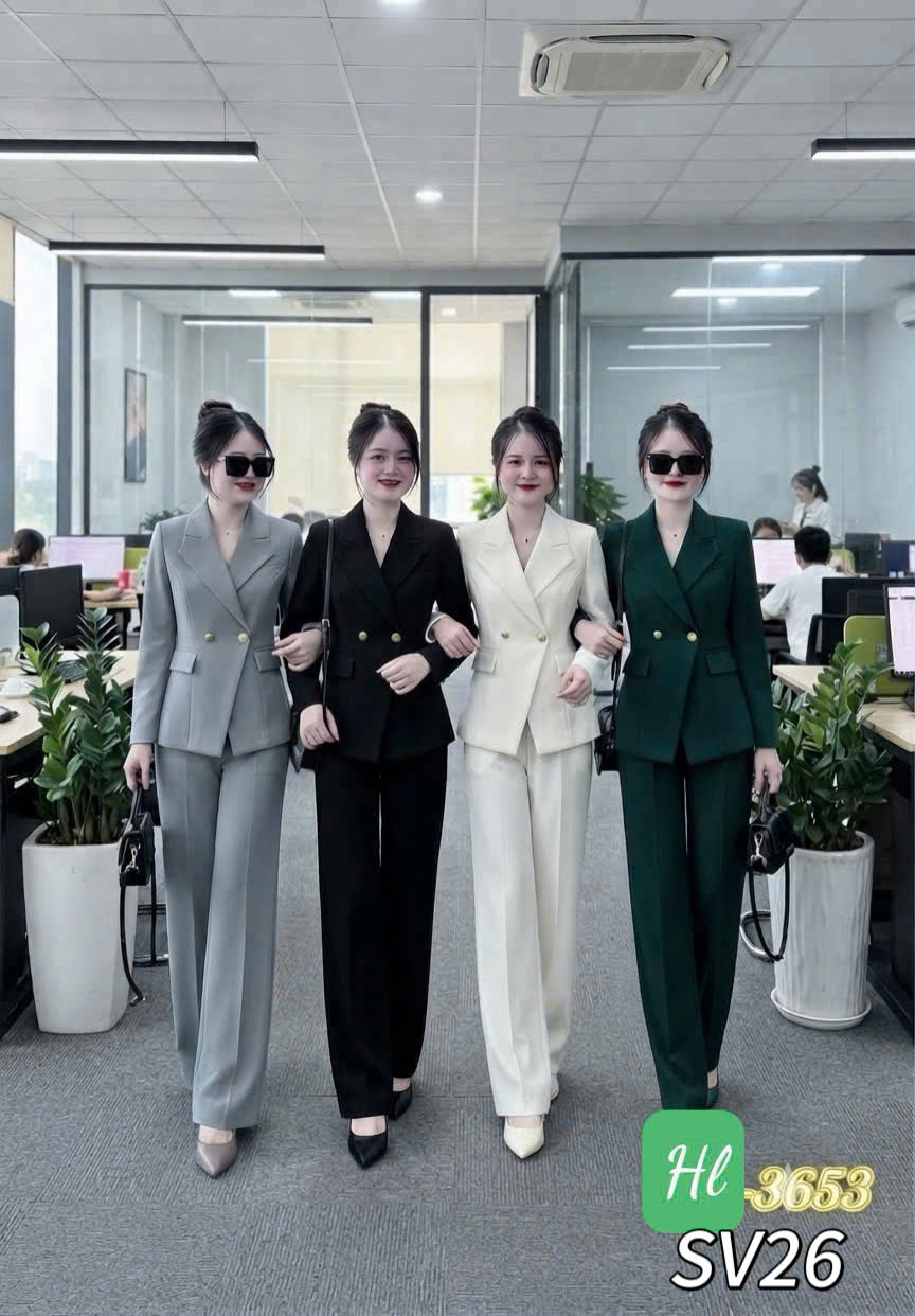SV26 Sét vest quần xuông cổ xẻ