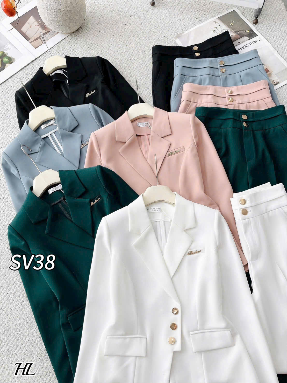 SV38 set vest áo 3 cúc