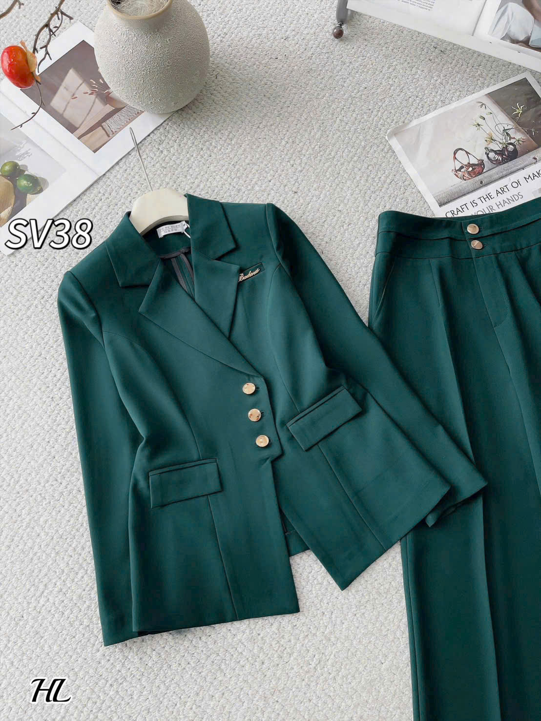 SV38 set vest áo 3 cúc
