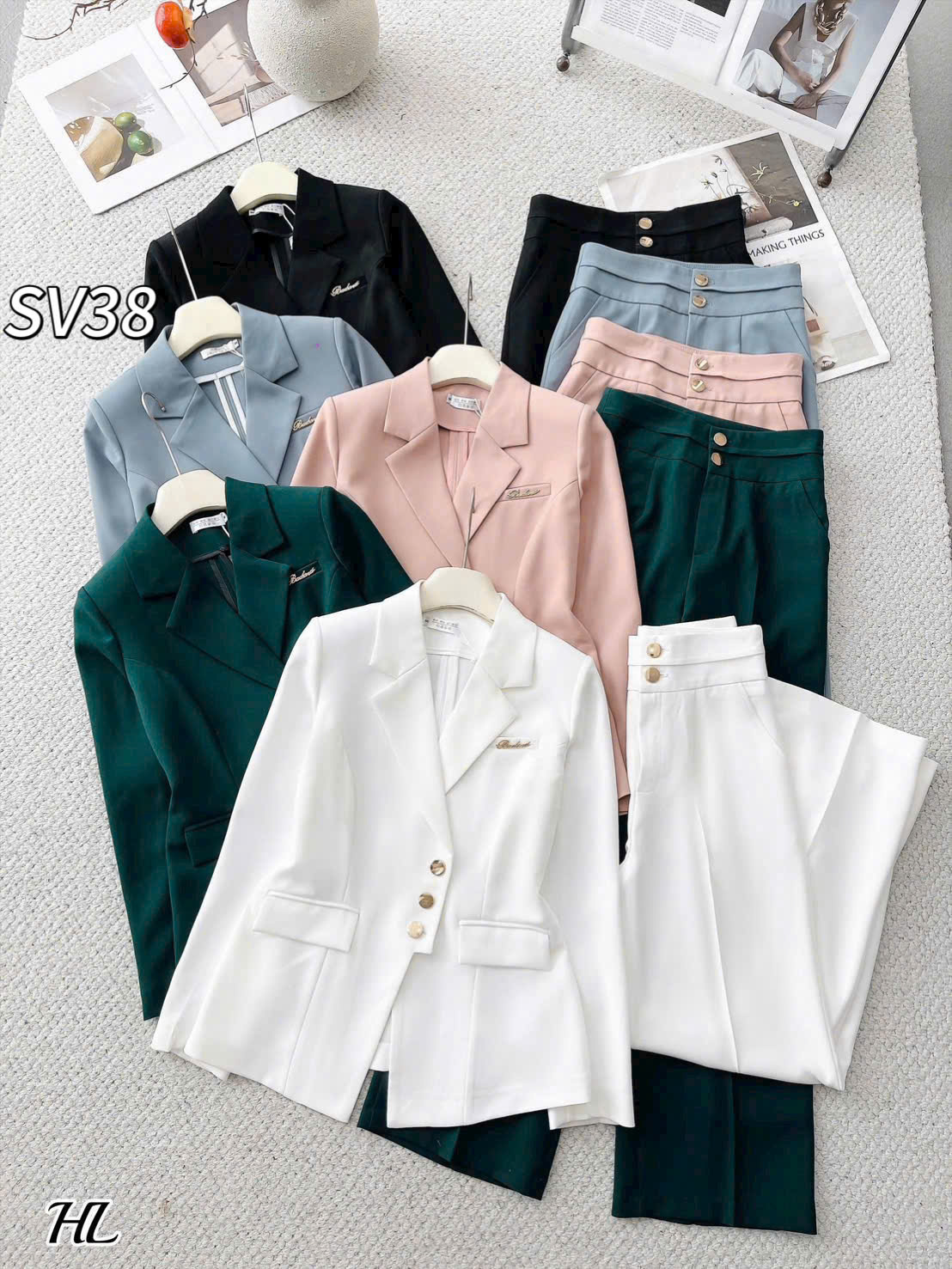 SV38 set vest áo 3 cúc