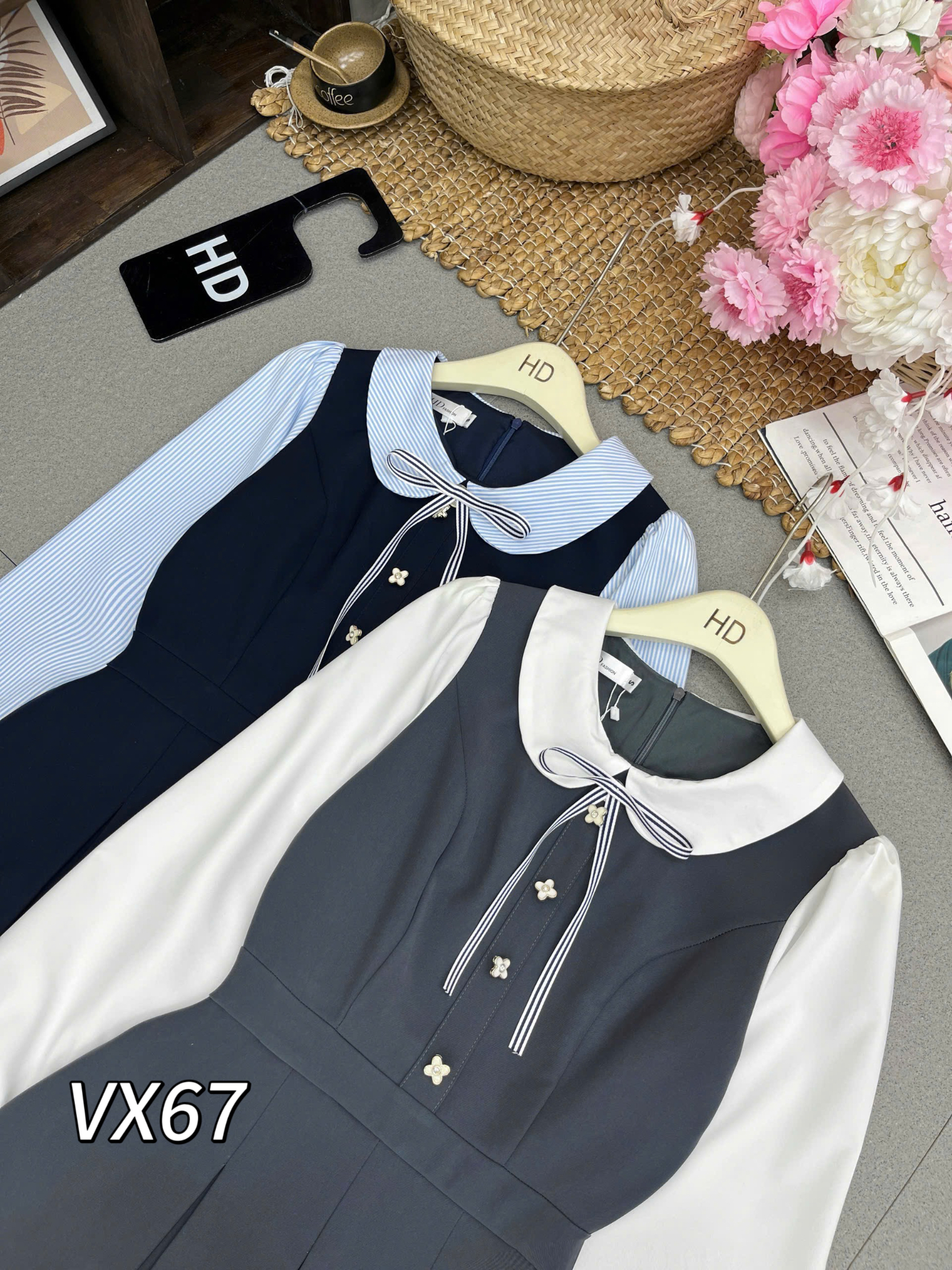 VX67 Váy xòe xếp li phối nơ