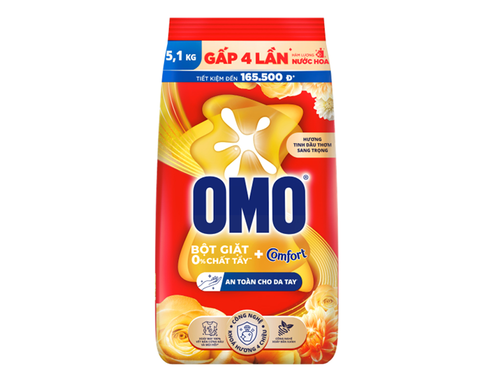 Bột Giặt OMO Comfort Tinh Dầu Thơm Nồng Nàn 5.1kg