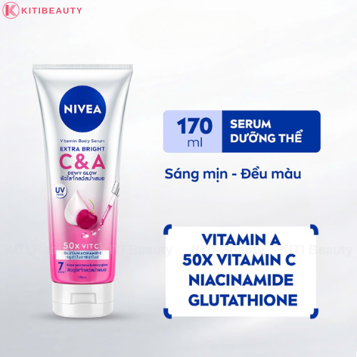 Tinh Chất Dưỡng Thể Nivea Vitamin Body Serum Extra Bright C&A Dewy Glow 170ml