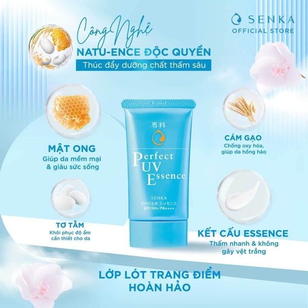 Tinh Chất Chống Nắng Nâng Tông Senka Perfect UV Essence SPF50+ PA++++ 50g