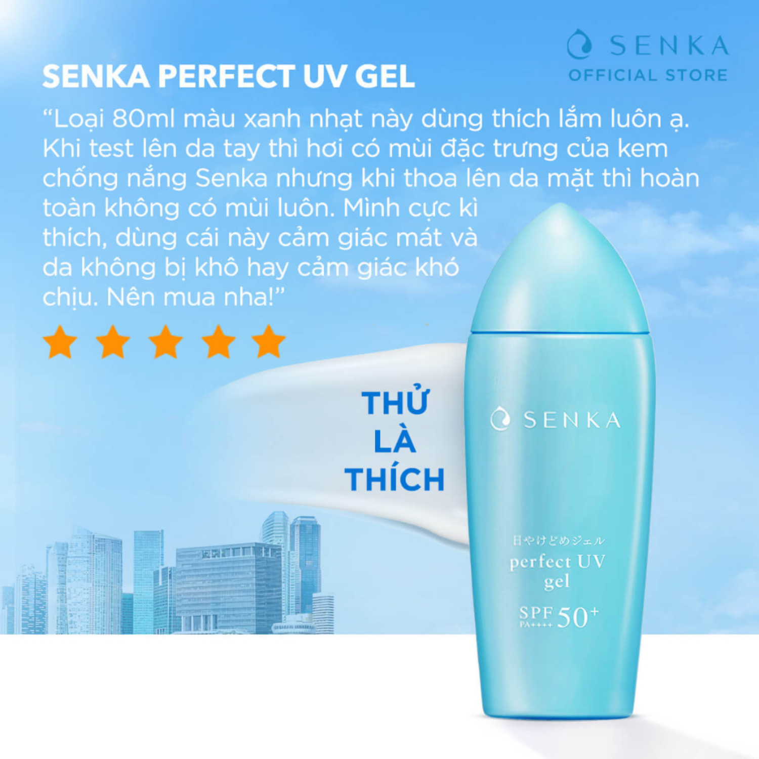 Gel Sữa Chống Nắng Ẩm Mượt Cho Da Khô Senka Perfect UV Gel SPF50/PA++++ (80ml)