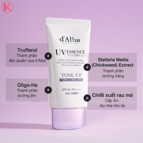 Kem Chống Nắng Nâng Tông d'Alba Waterfull Tone-Up Purple Correcting Sun Cream SPF50+ PA++++ 50ml