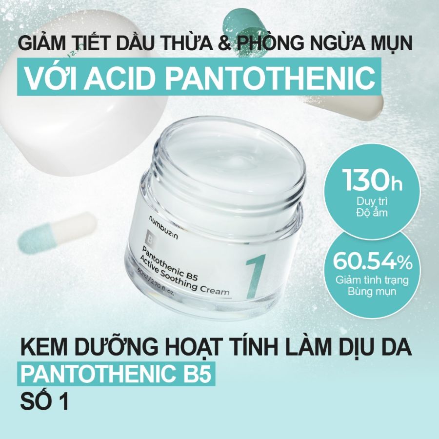 Kem Dưỡng Làm Dịu Da Và Giảm Mụn Numbuzin No1 Pantothenic B5 Active Smoothing Cream 80ml