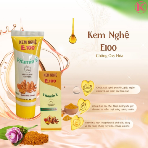 Kem Nghệ Ngừa Mụn E100 Giảm Sẹo Thâm, Dưỡng Da Mịn Màng 18,5g