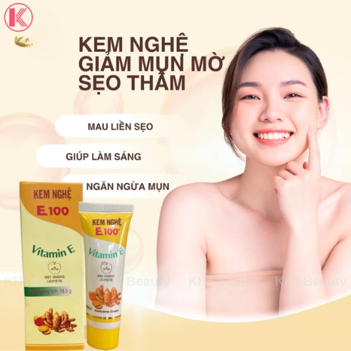 Kem Nghệ Ngừa Mụn E100 Giảm Sẹo Thâm, Dưỡng Da Mịn Màng 18,5g