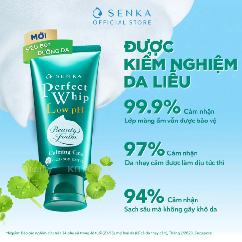 Sữa Rửa Mặt Rau Má Senka Sạch Dịu Nhẹ Perfect Whip Low Ph Calming Cica 100g