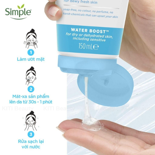 Sữa Rửa Mặt Simple Dưỡng Ẩm Cho Da Dạng Gel 150ml Water Boost Micellar Gel Wash