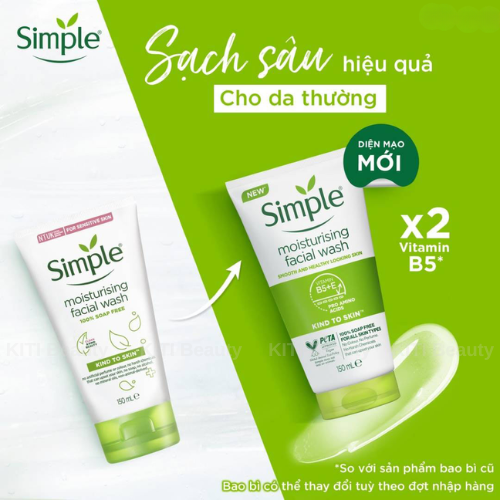 Sữa Rửa Mặt Simple Dưỡng Ẩm Cho Da Khỏe Và Mịn Màng 150ml Moisturising Facial Wash